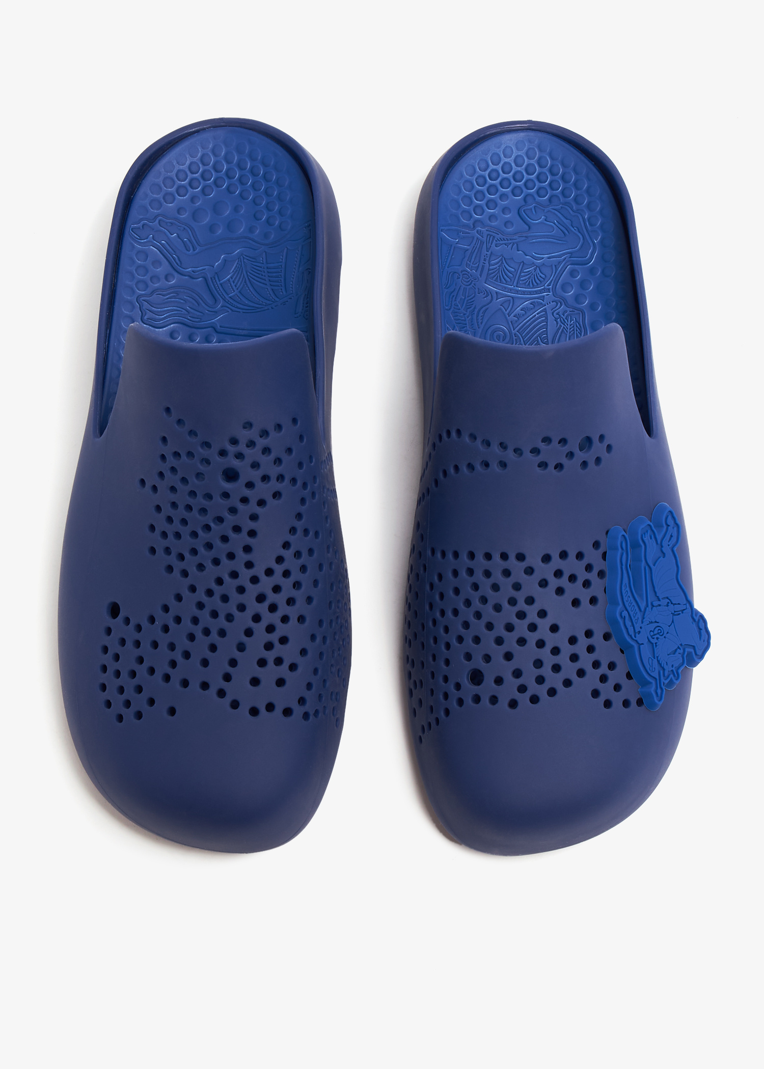 【関税込み】Burberry ブルー ラバー Stingray クロッグ Burberry Stingray Perforated Slides Blue Men's - 8085695 - US