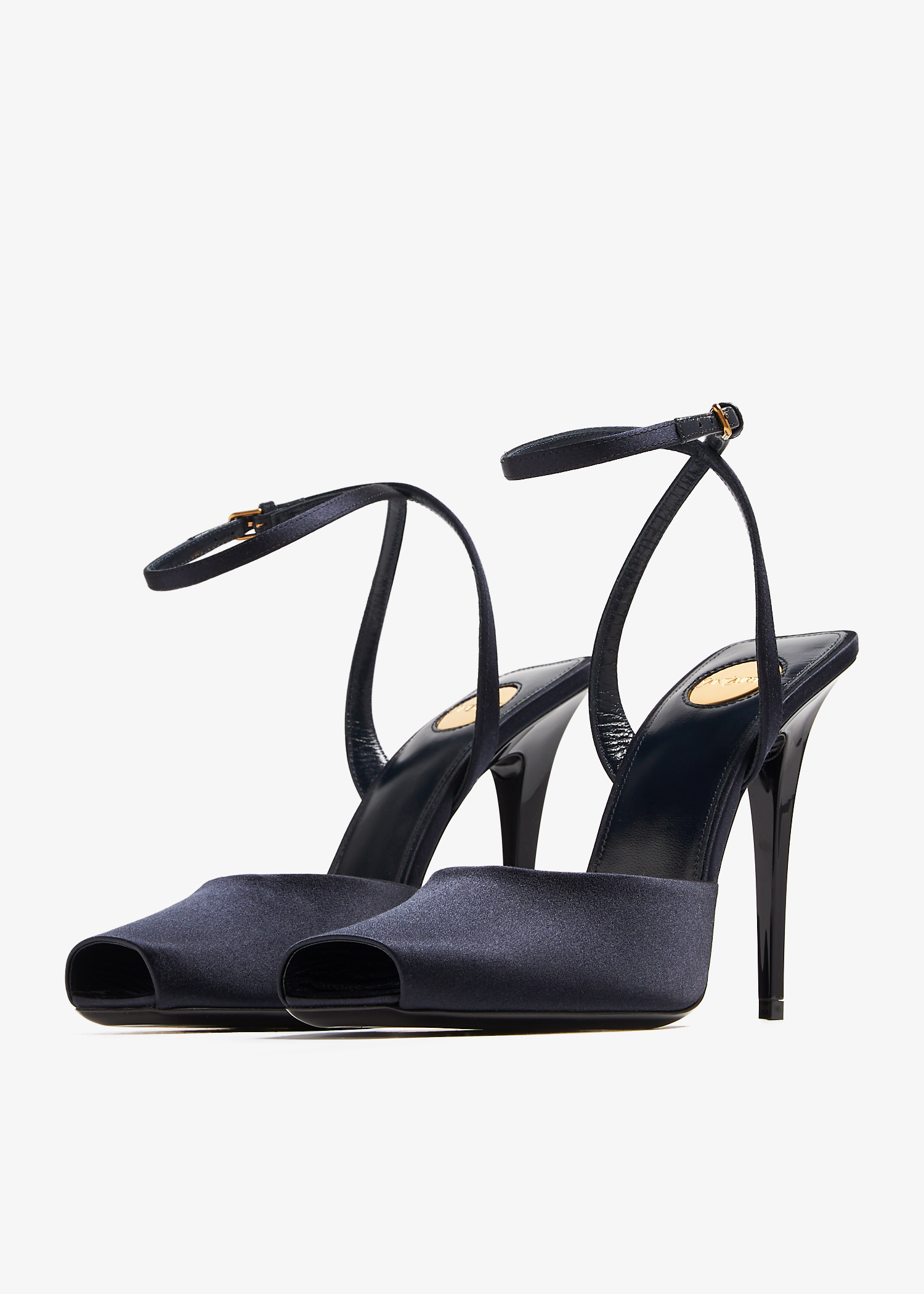 【関税&送料込】Saint Laurent Black Leather Le Scandal Sanda Saint Laurent Scandale heel sandals for Women - Navy in UAE