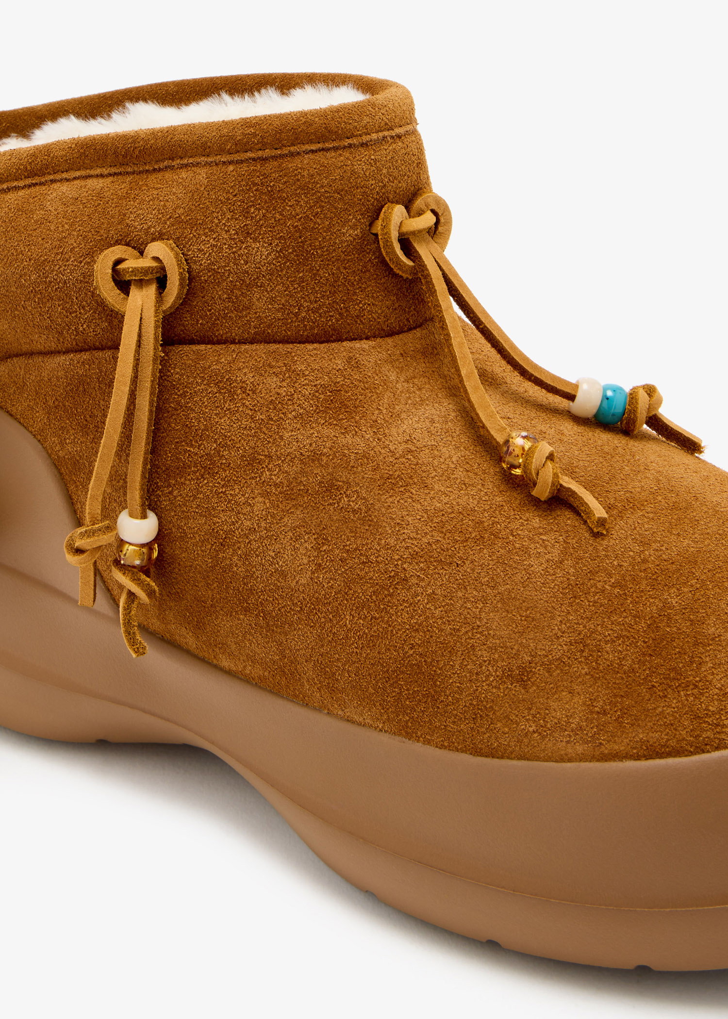ショートブーツ・ブーティ MOON BOOT 'Mule suede beads' ankle boots Brown Moon Boot Luna Low Beads boots for Women - Brown in UAE