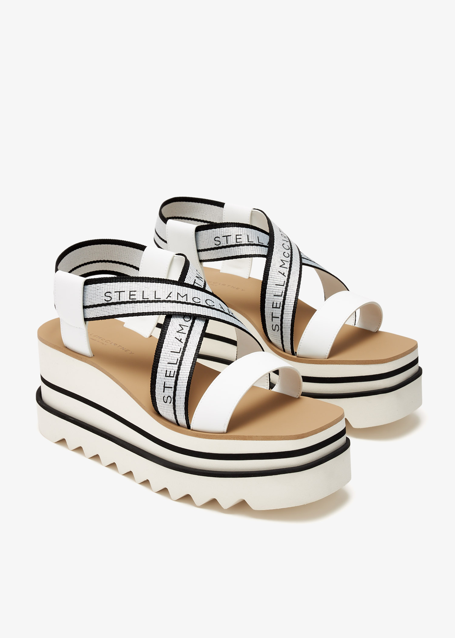 サンダル・ミュール Stella Mccartney Two-tone fabric Sneak Elyse sandals Women White/Black Sneak-Elyse Striped Platform Sandals