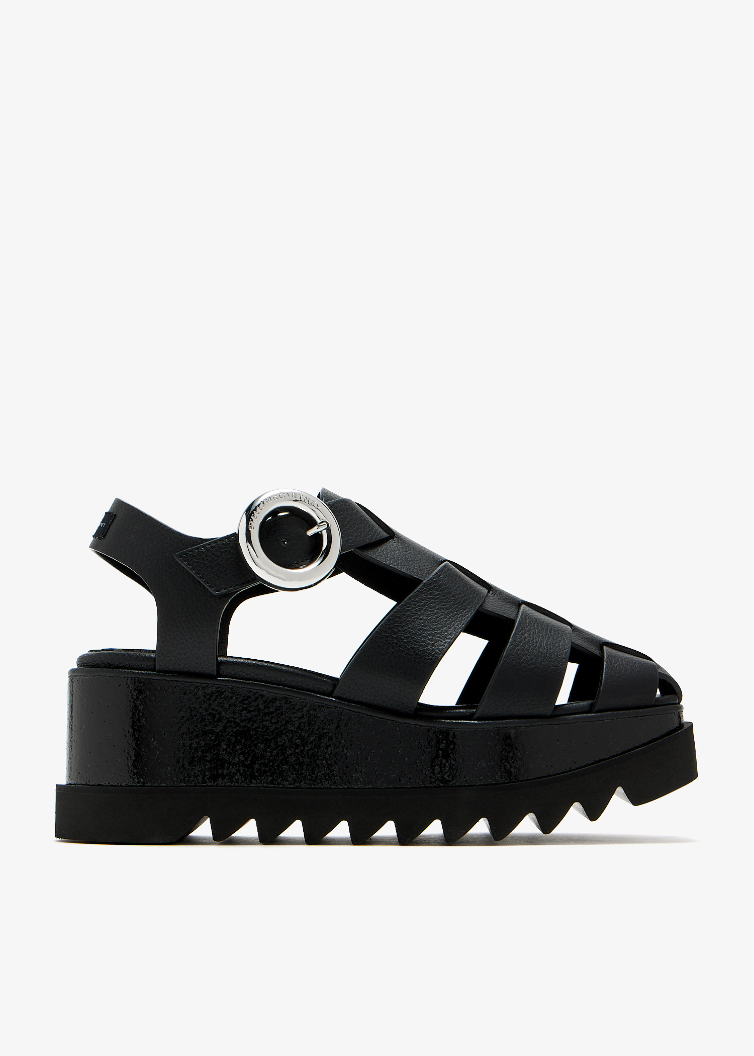 サンダル・ミュール STELLA MCCARTNEY Women Sandals 810162E000151065 Black Women Black/White Sneak-Elyse Striped Platform Sandals