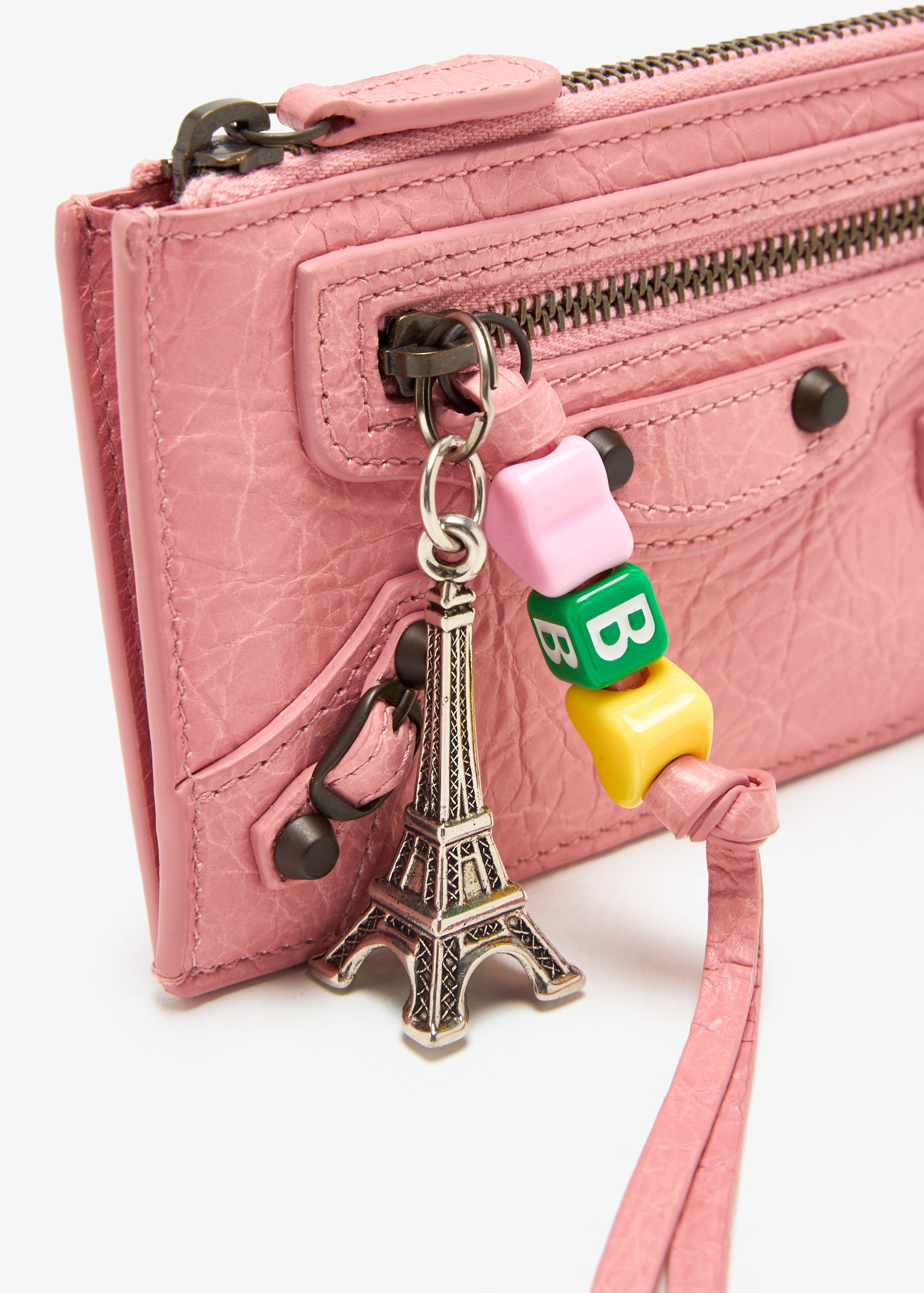 国内発送 BALENCIAGA☆チャーム付き Le City Wallet 財布 ピンク 限定！すぐ届く！BALENCIAGA LE CITY ミニ ウォレット