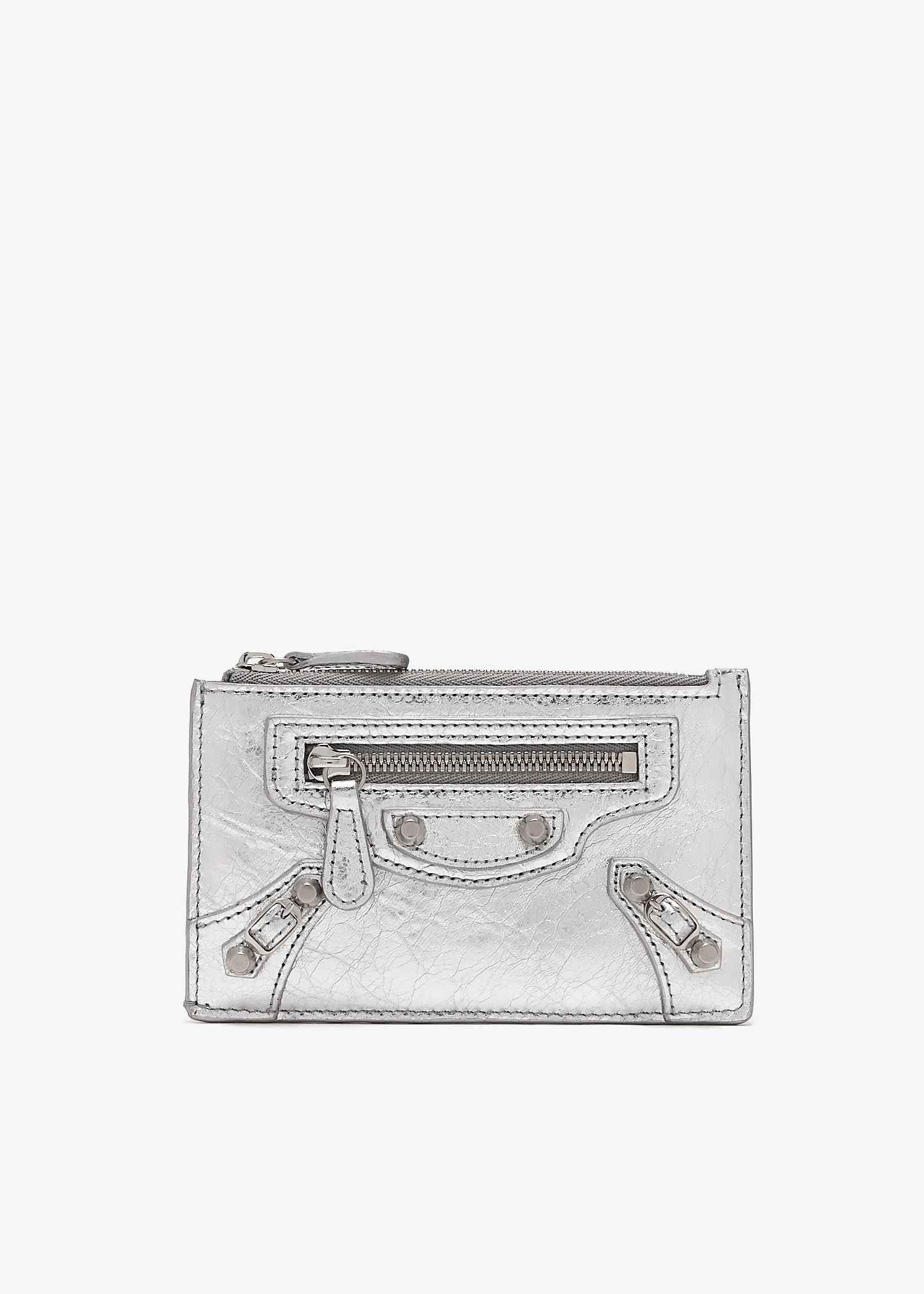 ★BALENCIAGA★ Le City Leather Card Holder Silver 8106062ABM Balenciaga Le City Long coin and card holder for Women