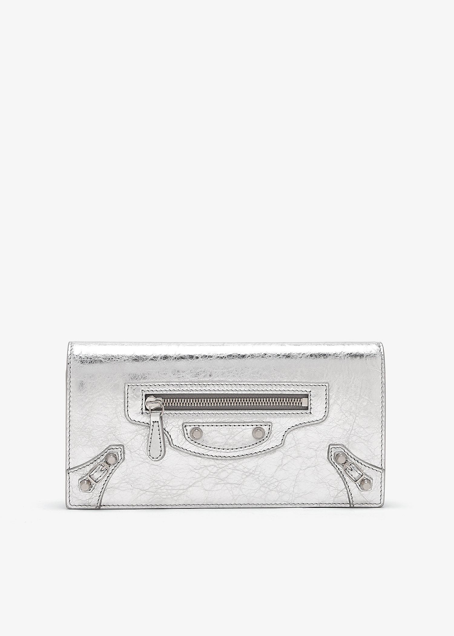【BALENCIAGA】Le City Long Leather Card Holder Silver Balenciaga Le City Long coin and card holder for Women