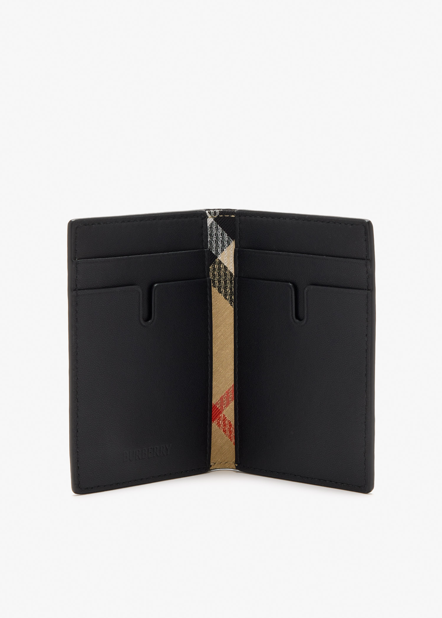 Burberry Embossed Check folding card case for Men - Black in KSA