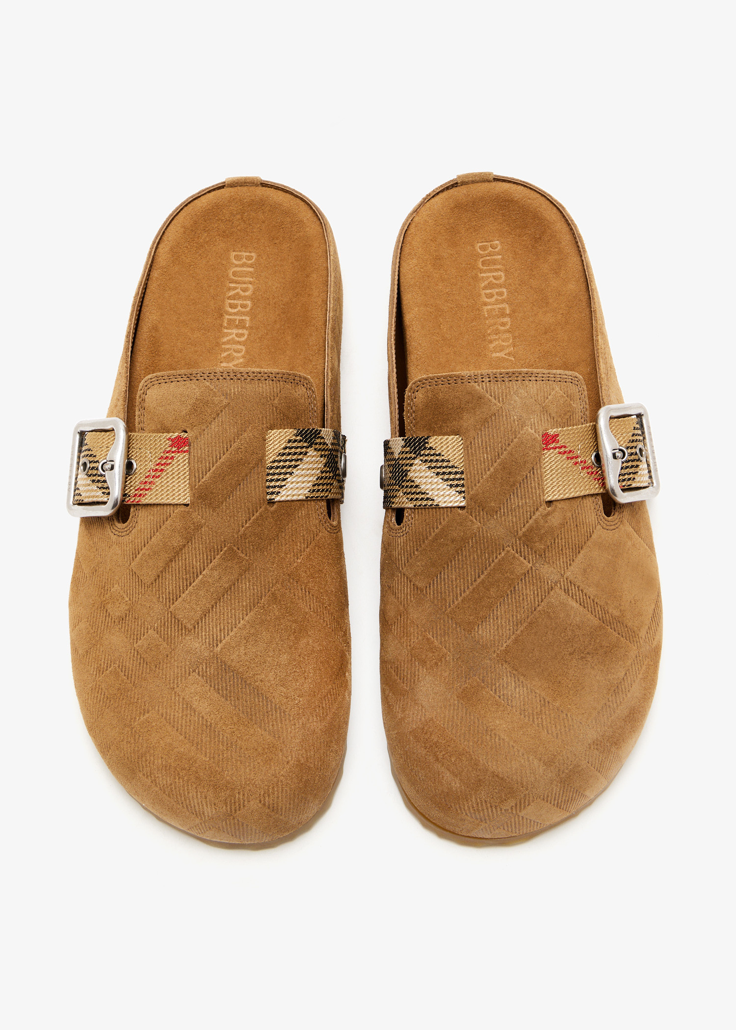 New Authentic Burberry Men’s Brown Birch Check Slippers & Clogs – Made in Italy Check Wool Blend Slippers in Sand beige - Men | Burberry  main image 4