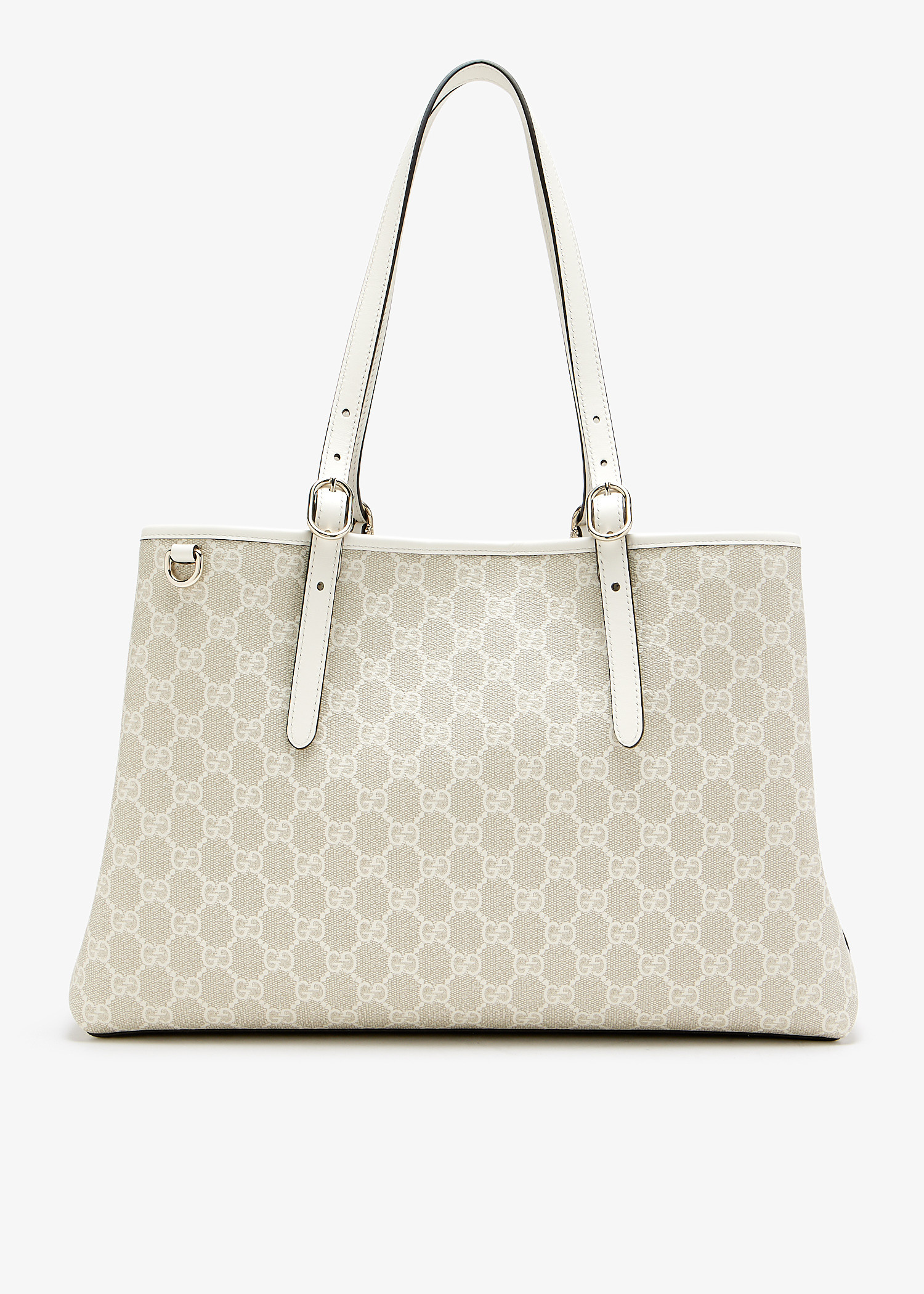 トートバッグ MEDIUM GG EMBLEM SHOPPING BAG GG Emblem medium tote bag in beige and dark brown fabric