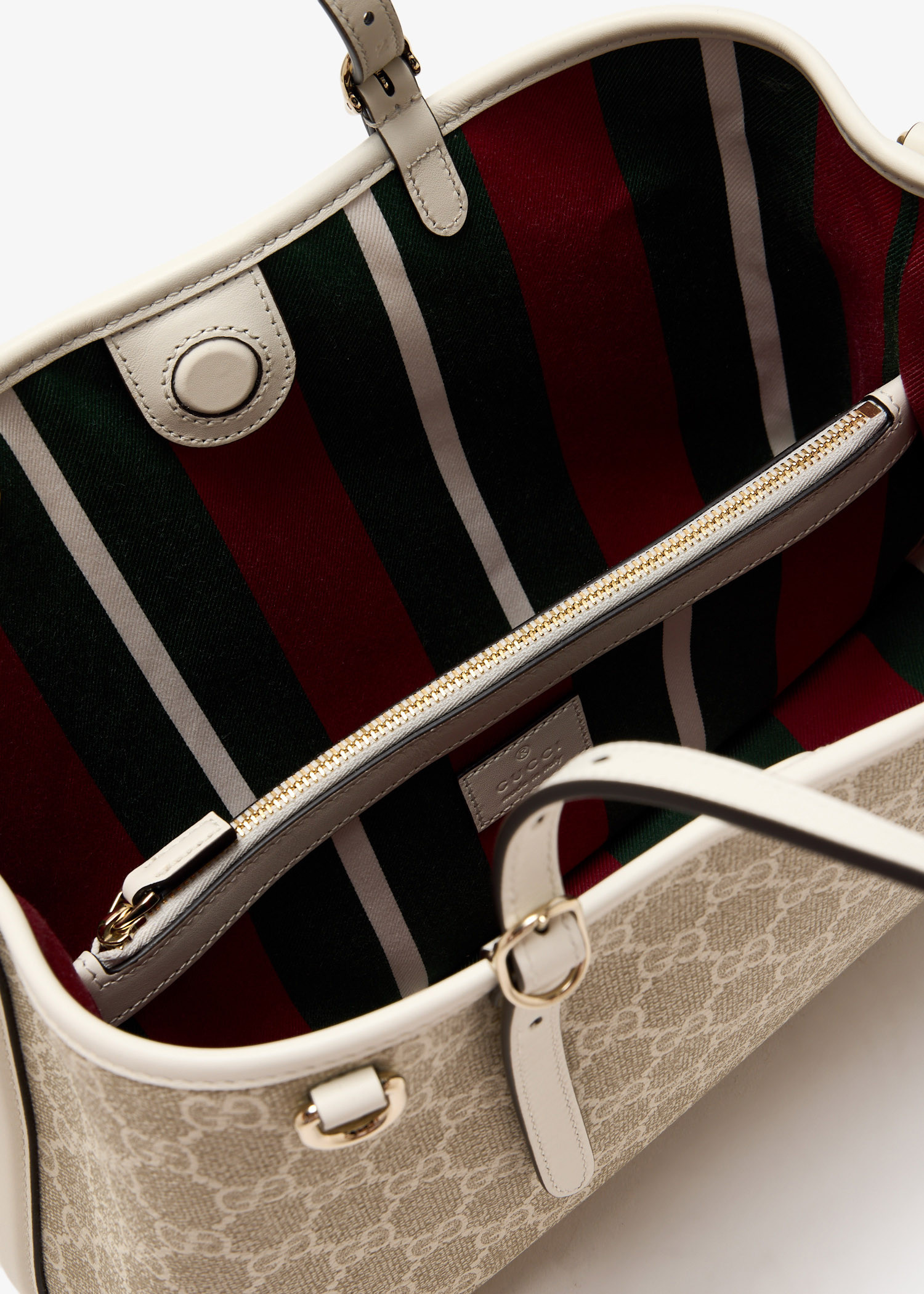 【GUCCI】Punching Monogram Rubber Square Tote Bag Camelia GUCCI Tan Print Medium GG Supreme Tote | MOSS Consignment