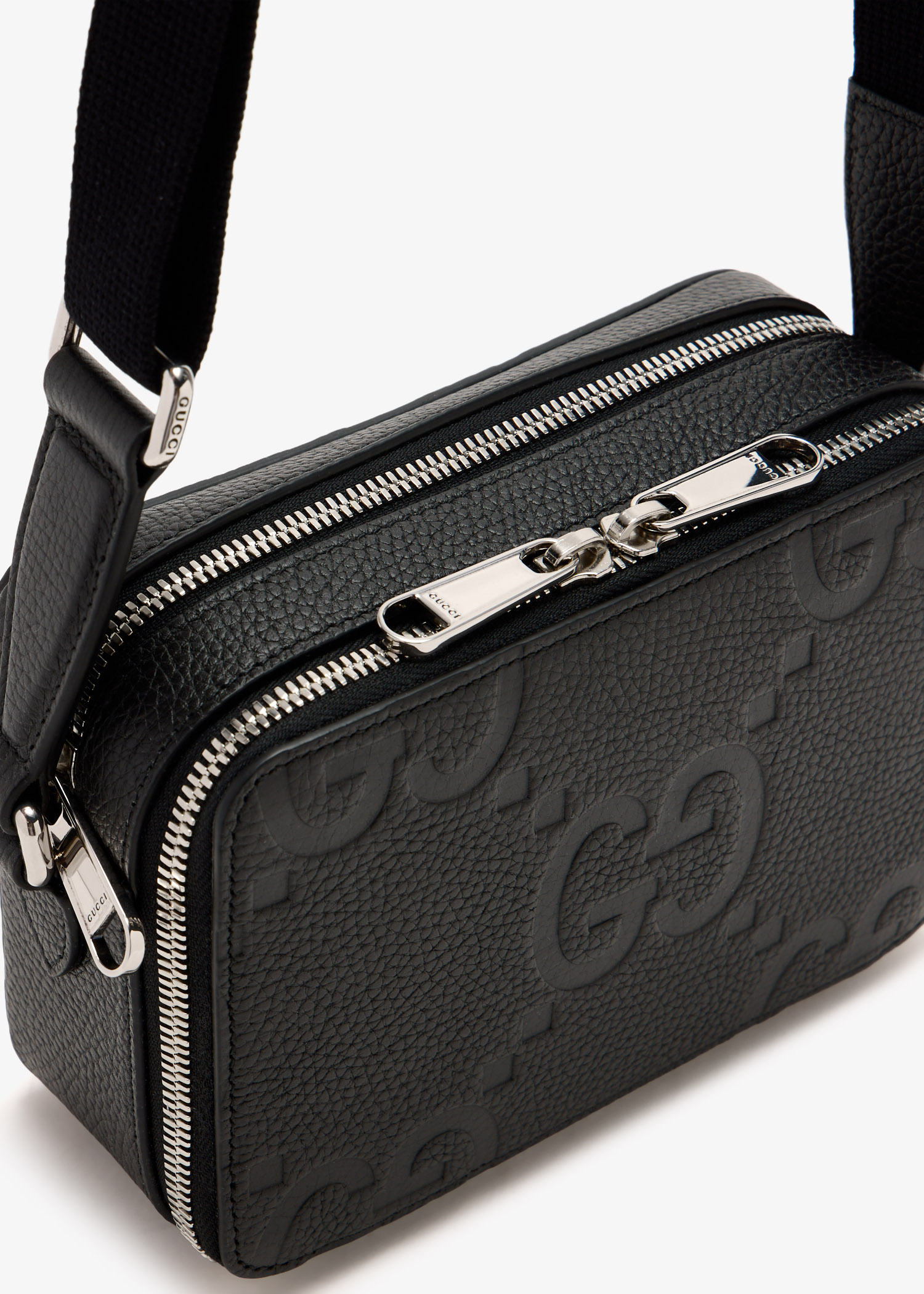 ハンドバッグ GUCCI BLACK LEATHER JUMBO GG MINI BAG GG jumbo small slingbag in black leather | GUCCI® US