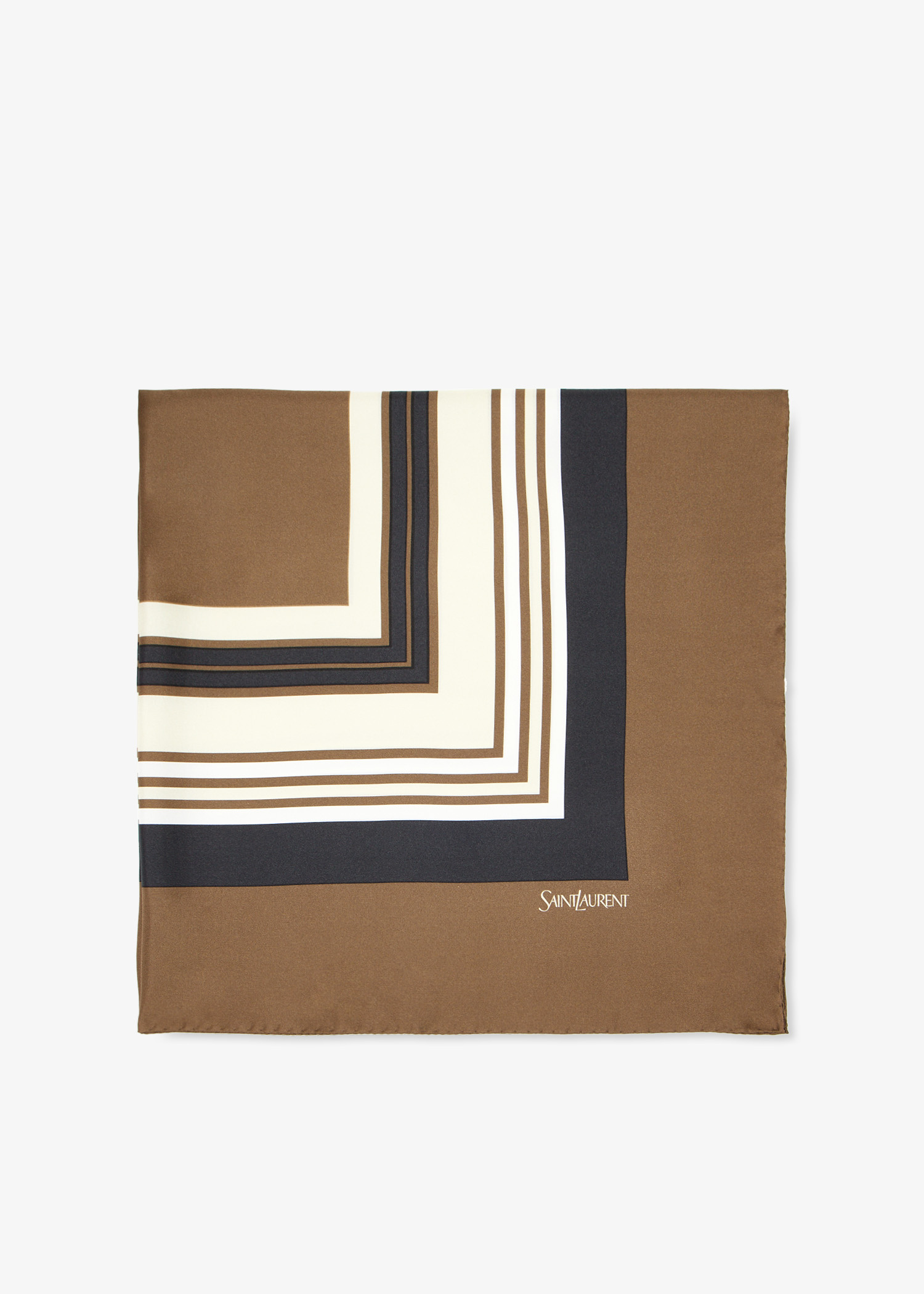 Saint Laurent Square silk twill scarf for Women - Brown in