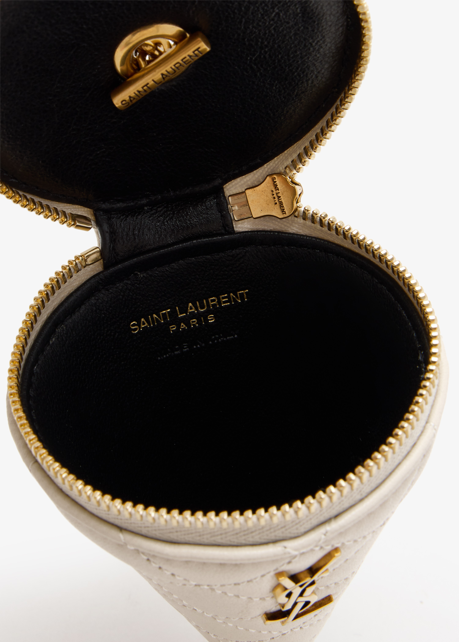 小物 SAINT LAURENT PARIS Fastener Coin Purse zipped coin purse in grain de poudre embossed leather