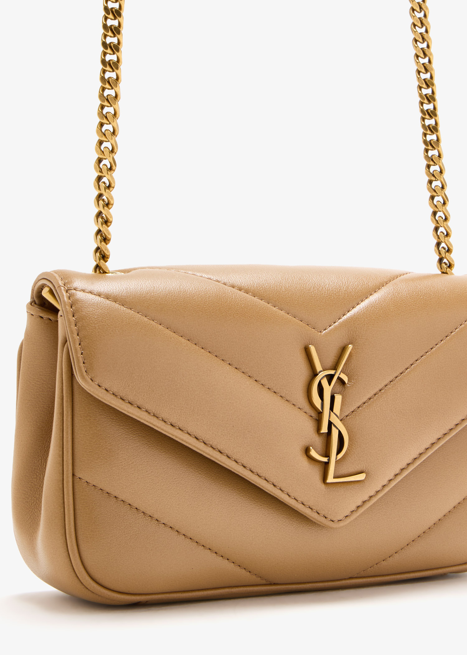Saint Laurent Loulou mini chain bag for Women - Beige in UAE Saint Laurent Loulou mini chain bag for Women - Beige in UAE