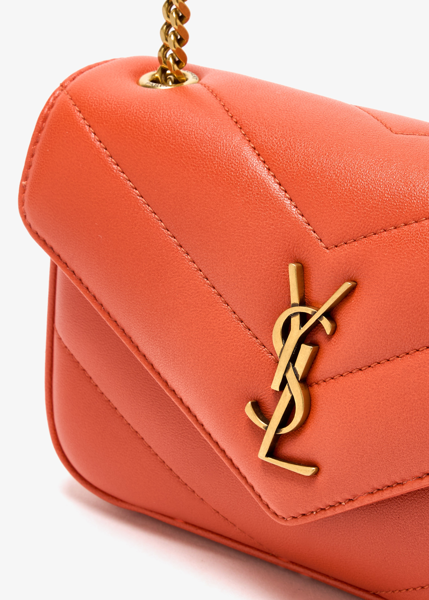 Saint Laurent Loulou mini chain bag for Women - Orange in