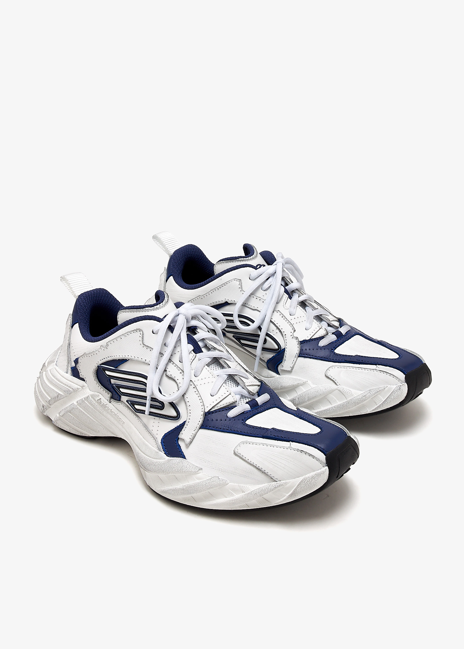 スニーカー BALENCIAGA White Leather Monday Sneakers Balenciaga Monday Leather & Synthetic Sneakers in White for