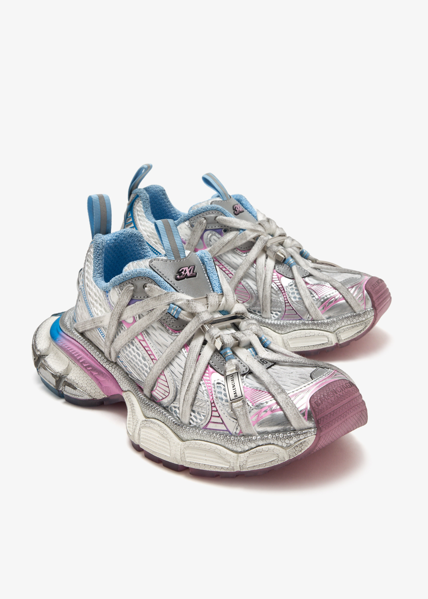 【BALENCIAGA】3XL Sneakers Grey Mix Blue Pink Balenciaga 3xl WMNS Grey / Blue / Pink - Oct 2024