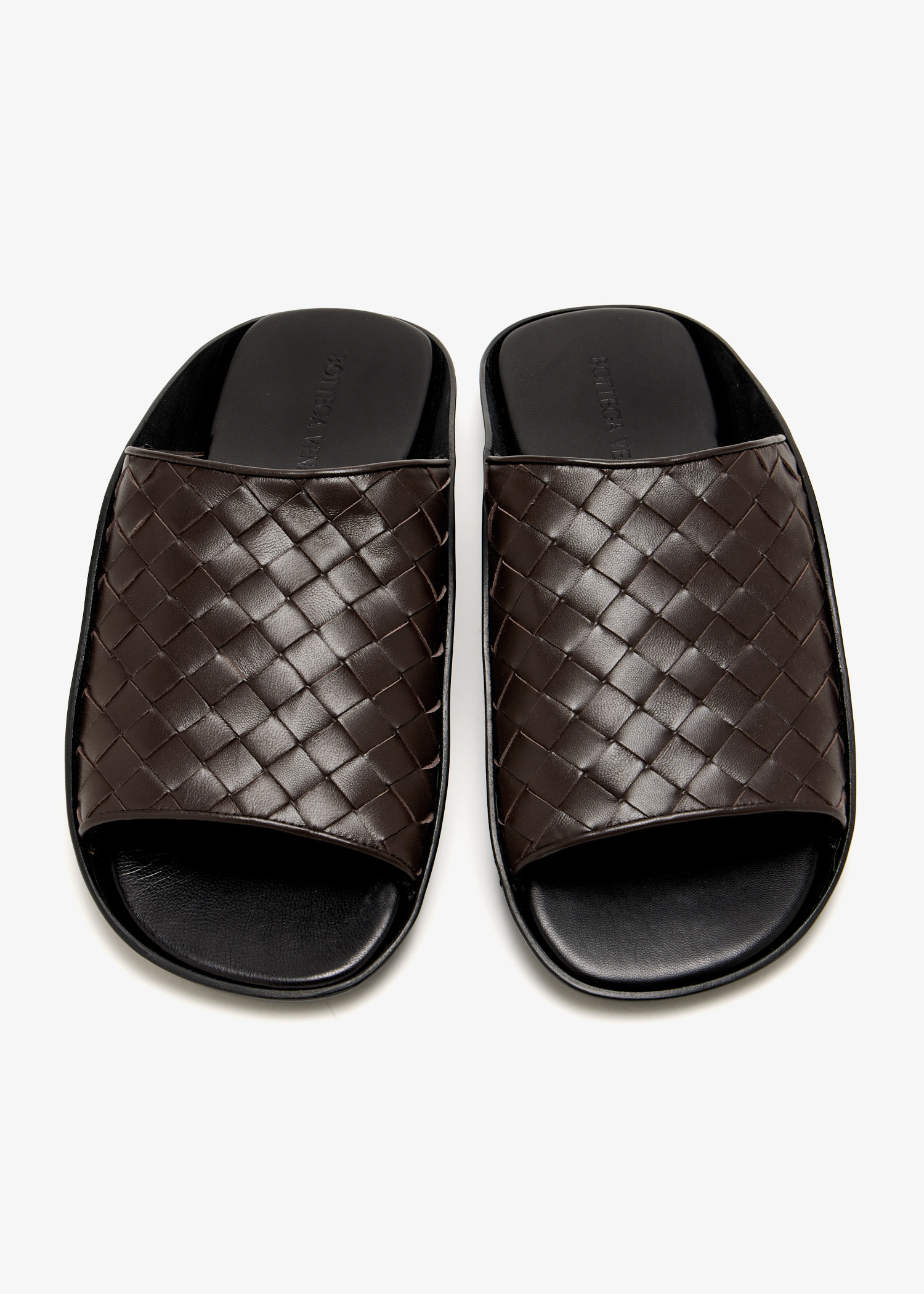 【関税&送料込】Bottega Veneta Brown Leather Wave Slippers Intrecciato leather slippers in brown - Bottega Veneta