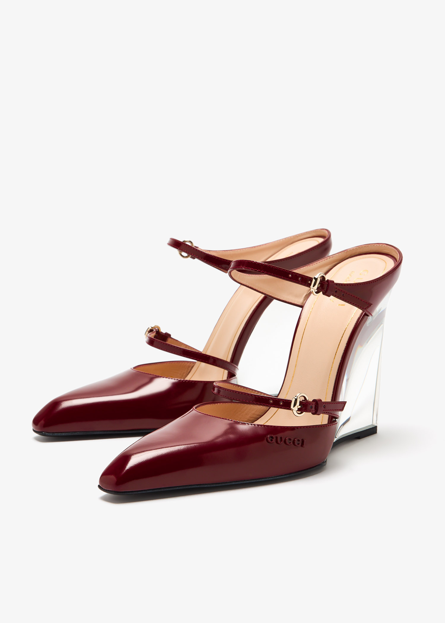 Gucci Christy wedge mules for Women - Burgundy in UAE