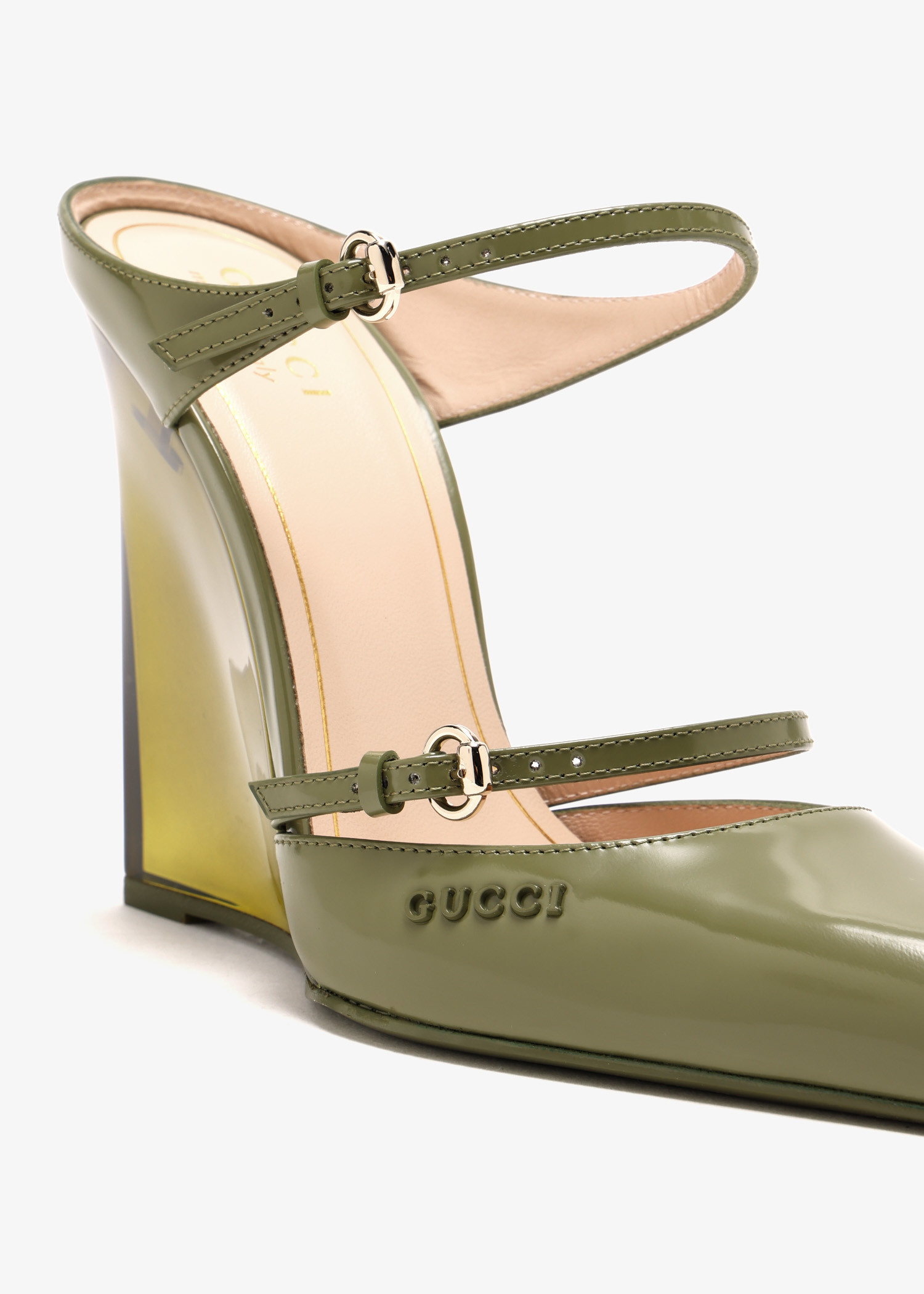 VIP価格！【GUCCI】Christy Wedge Mules ウェッジソールサンダル Gucci Christy 110 wedge mules for Women - Green in UAE