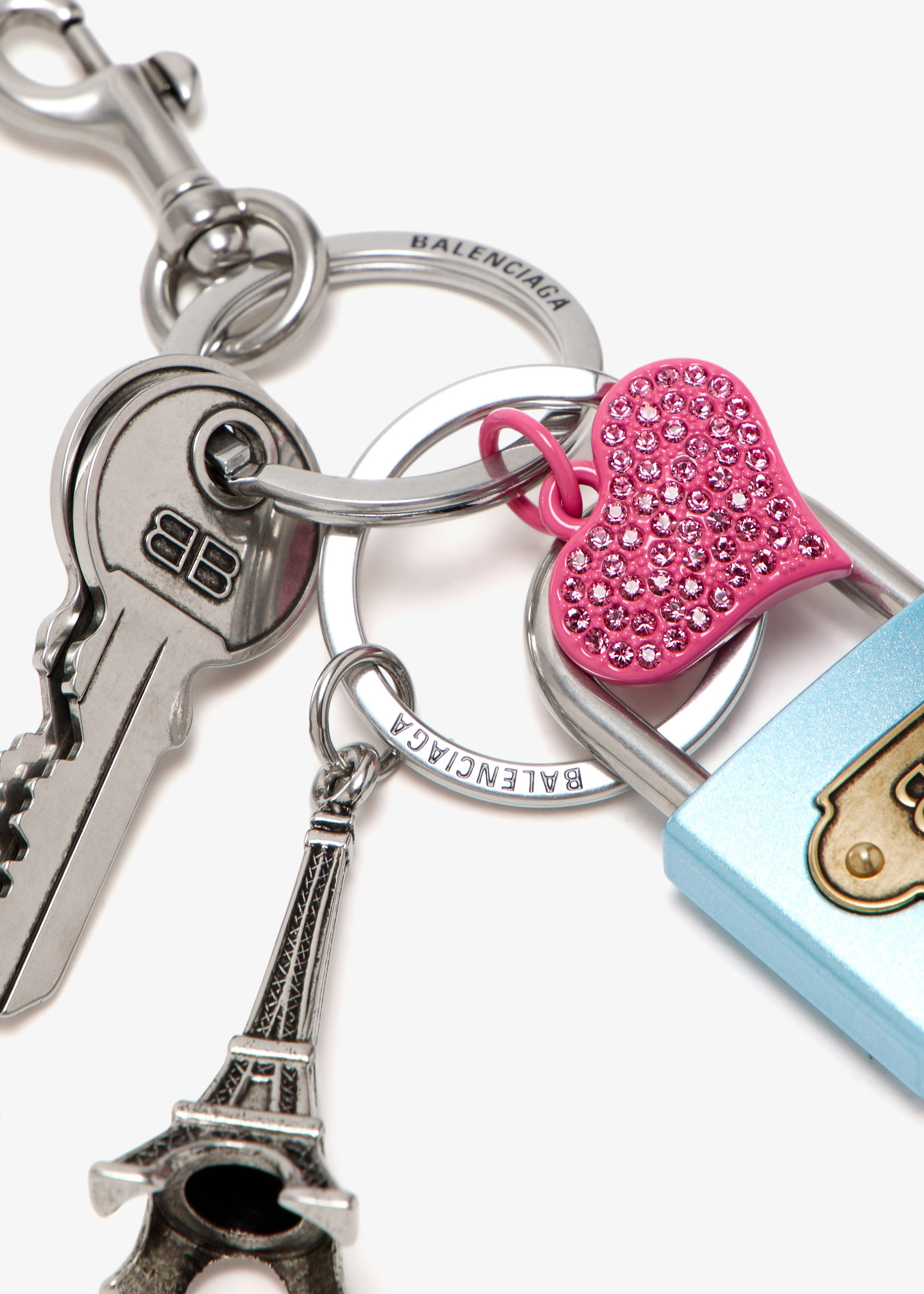 Balenciaga Padlock charm keyring for Women - Silver in UAE