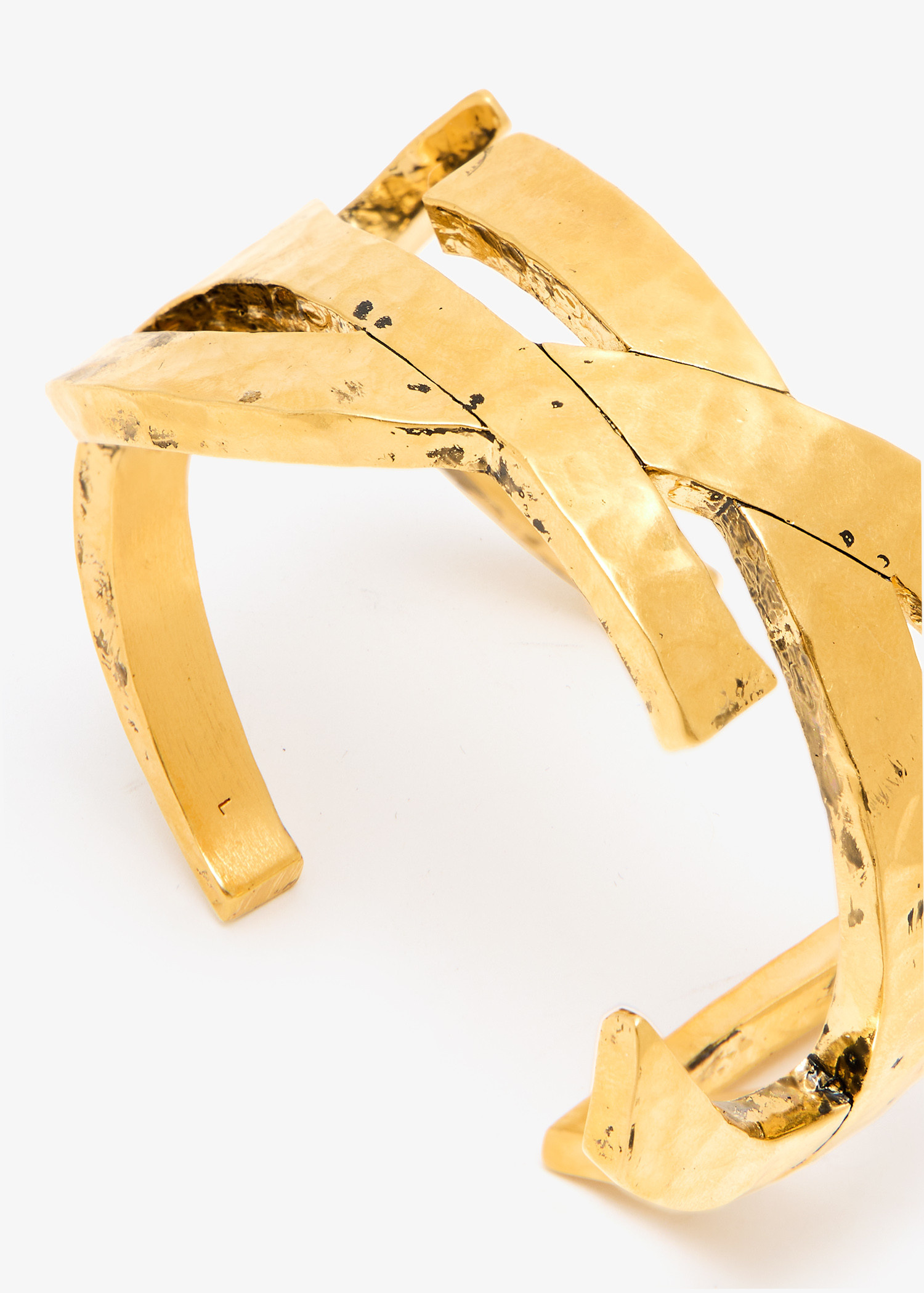 Saint Laurent Cassandre hammered cuff for Women - Gold in
