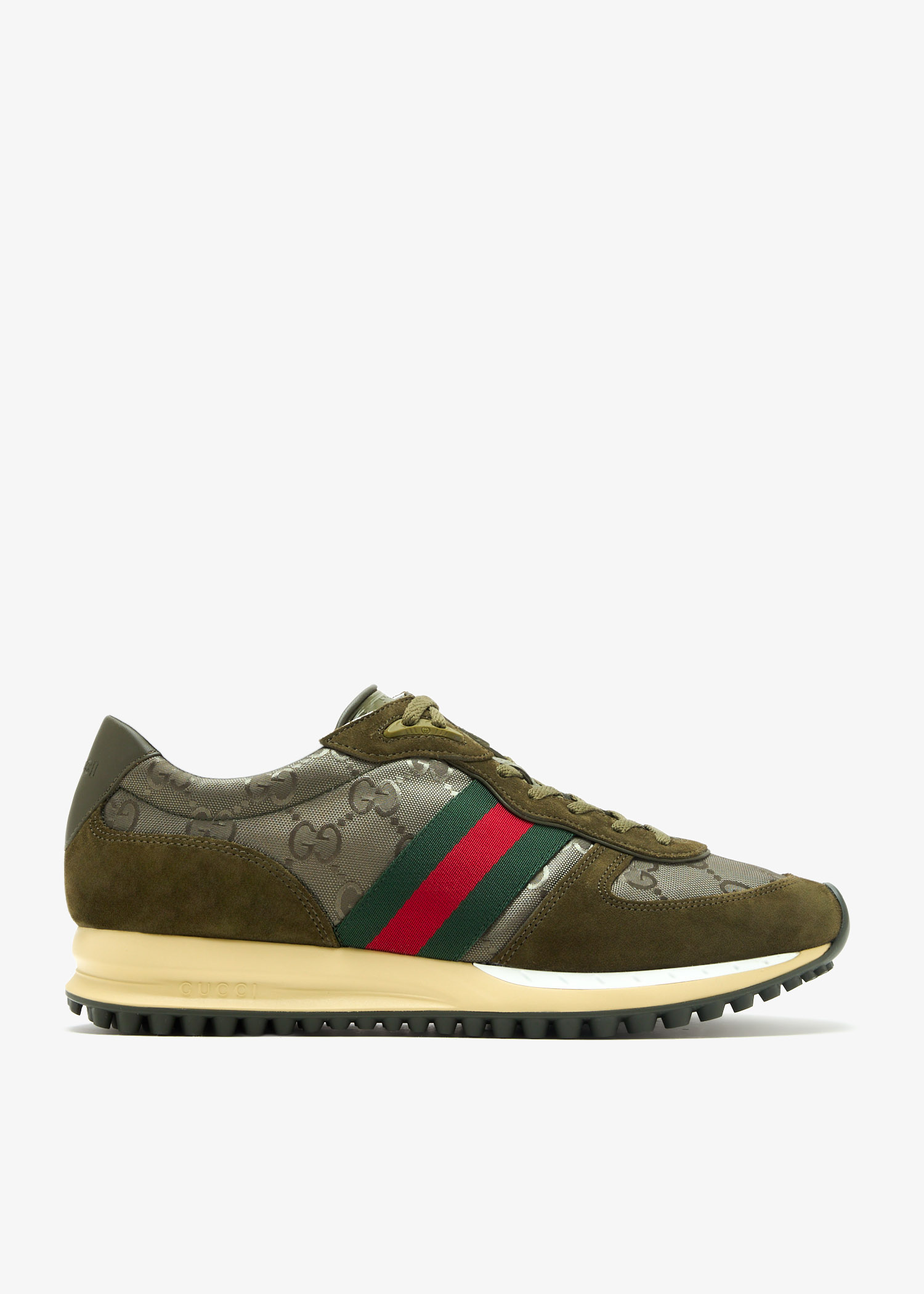 【関税&送料込】Gucci Camel Gg Fabric And Suede Re-Motion Sn Men's Gucci Re-Motion sneaker in camel Original GG canvas