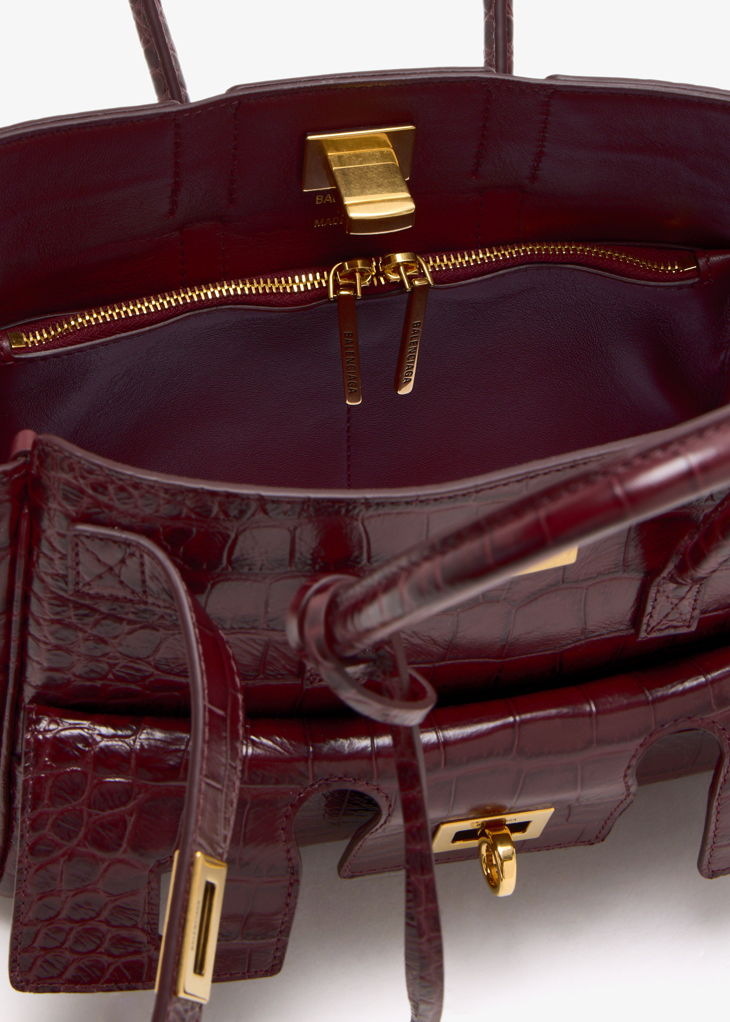 【関税＆送料込み】Balenciaga Cocco-Print Burgundy Calfskin Balenciaga mini city bag croc embossed calfskin burgundy GHW