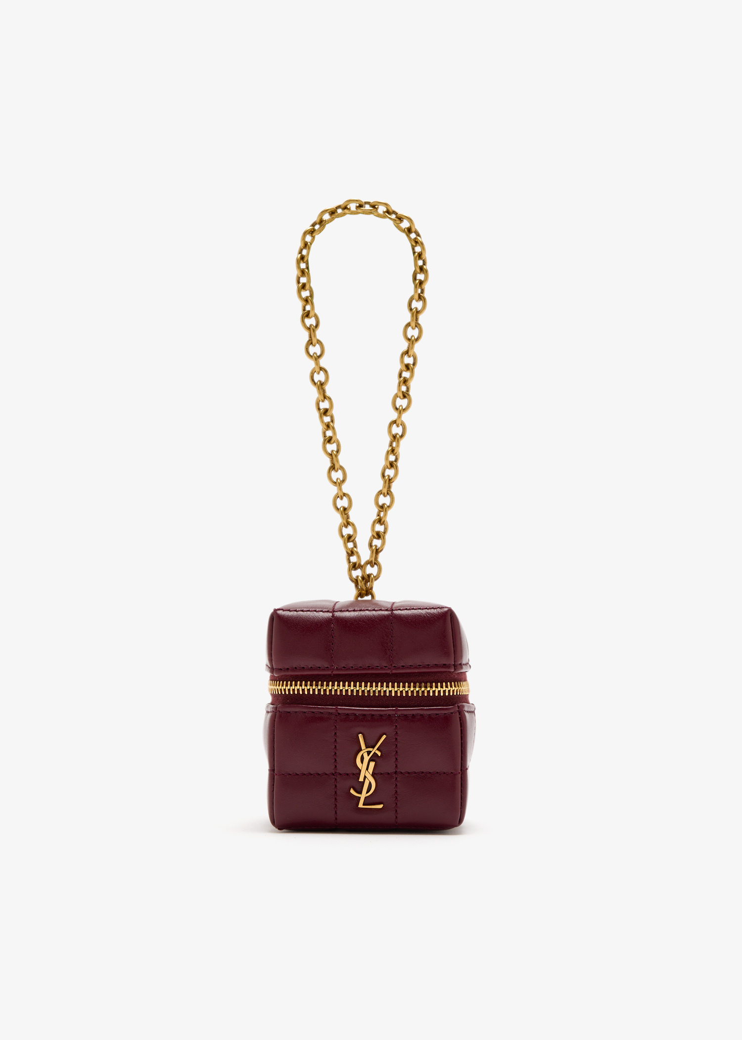Saint Laurent Cassandre mini cube bag charm for Women - Burgundy