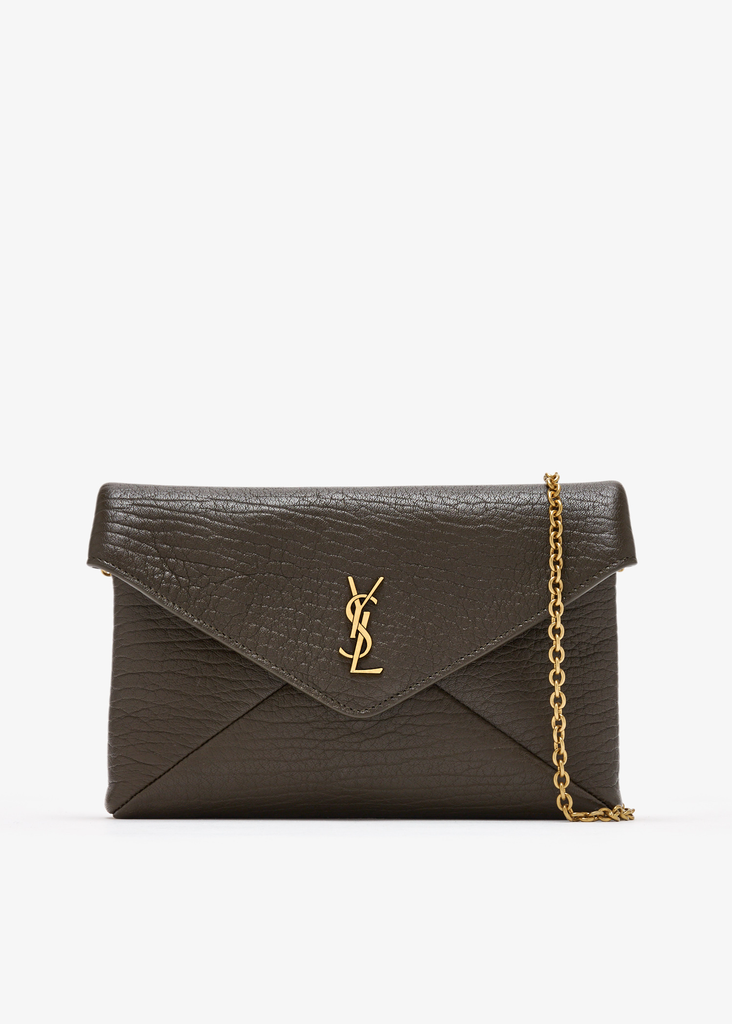 Saint Laurent Cassandre small chain pouch for Women - Khaki in UAE