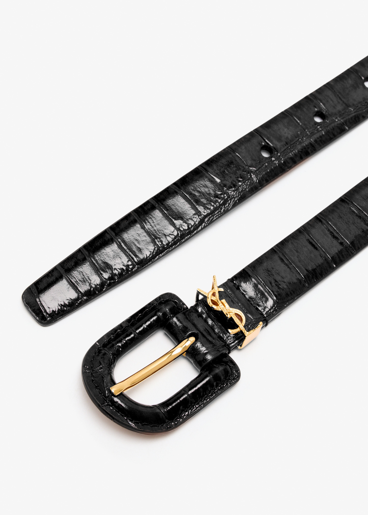 小物 Saint Laurent narrow belt Saint Laurent Cassandre thin belt for Women - Black in KSA | Level
