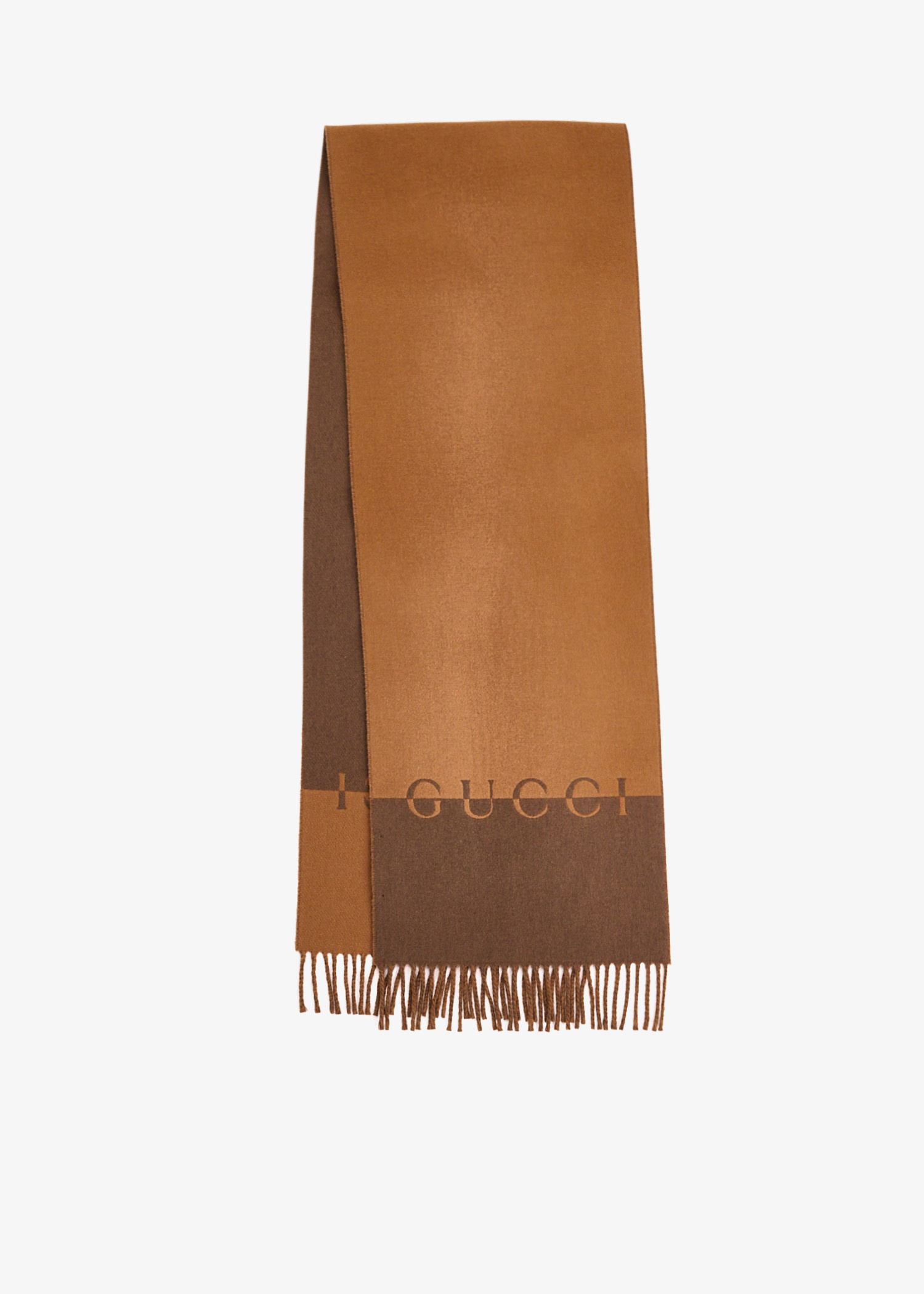 Gucci Cashmere-blend logo scarf for Women - Brown in UAE | Level Shoes