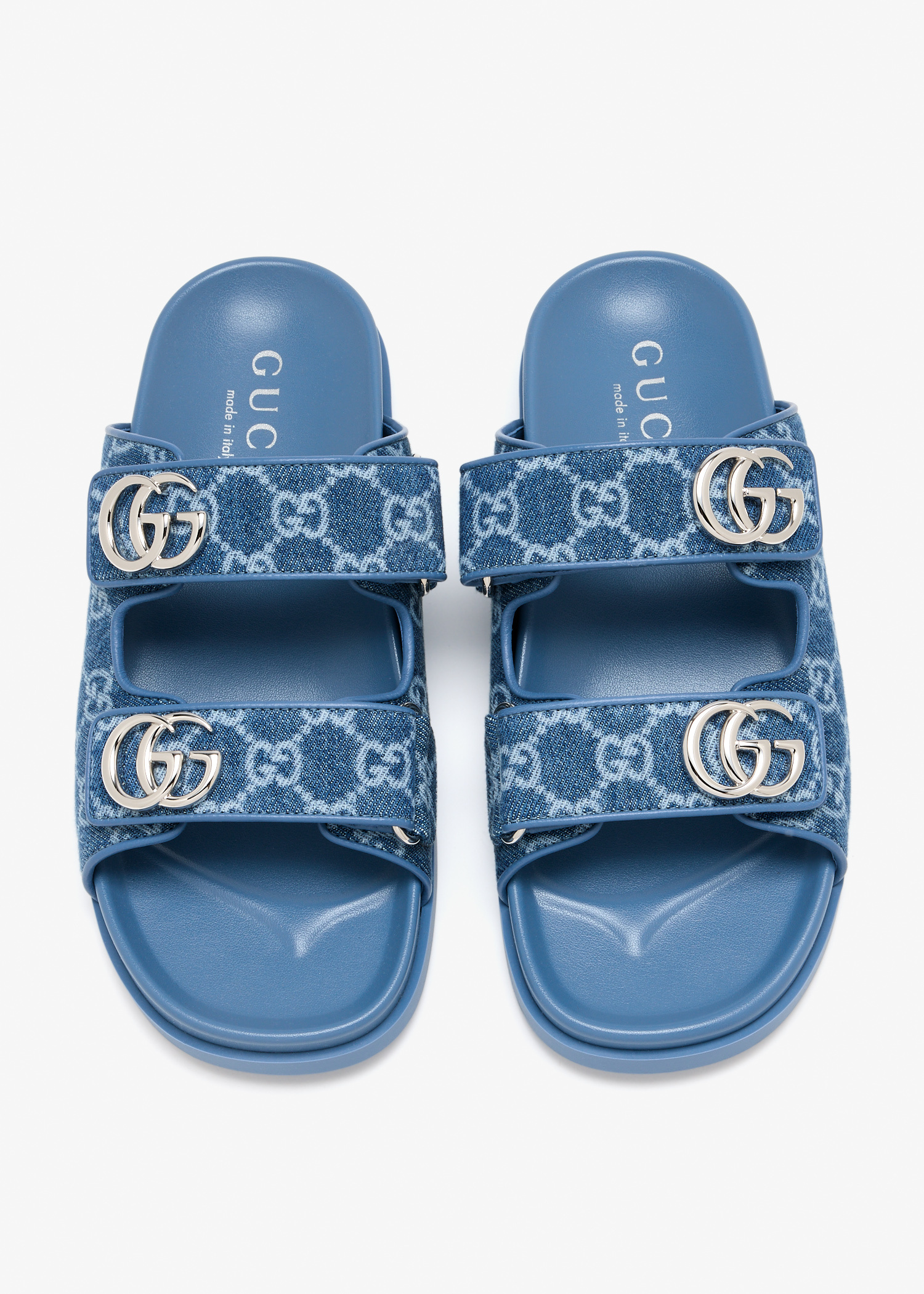【新品未使用】GUCCI ダブル Gロゴ　青 サンダル 780296 Gucci Double G sandals for Women - Blue in UAE | Level Shoes