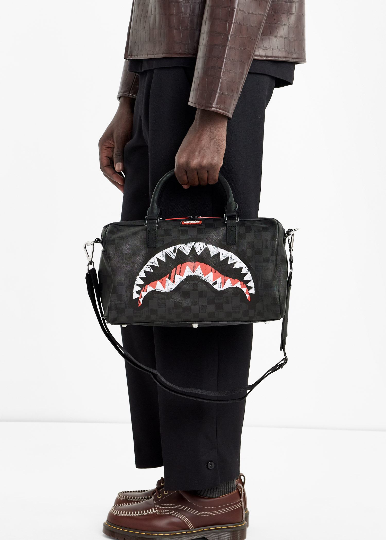 Sprayground Scribble Shark mini duffle bag for Men - Printed in