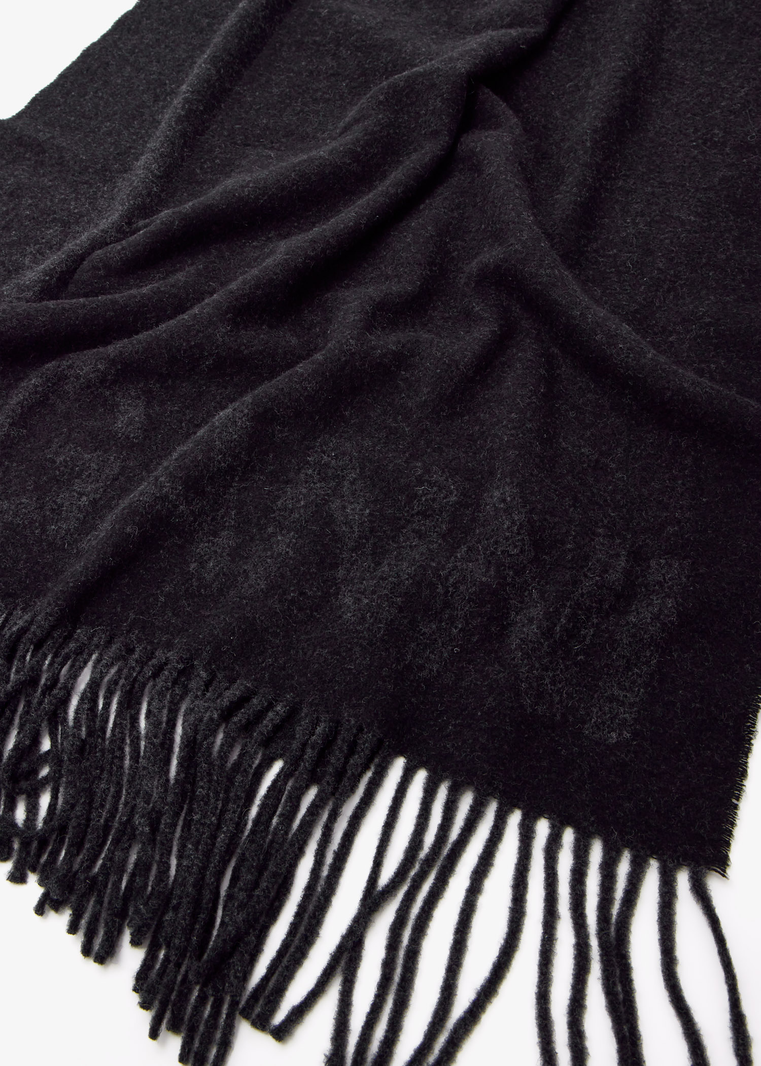 Ganni Fringed wool scarf for Women - Black in UAE | Level Shoes Ganni Fringed wool scarf for Women - Black in UAE | Level Shoes