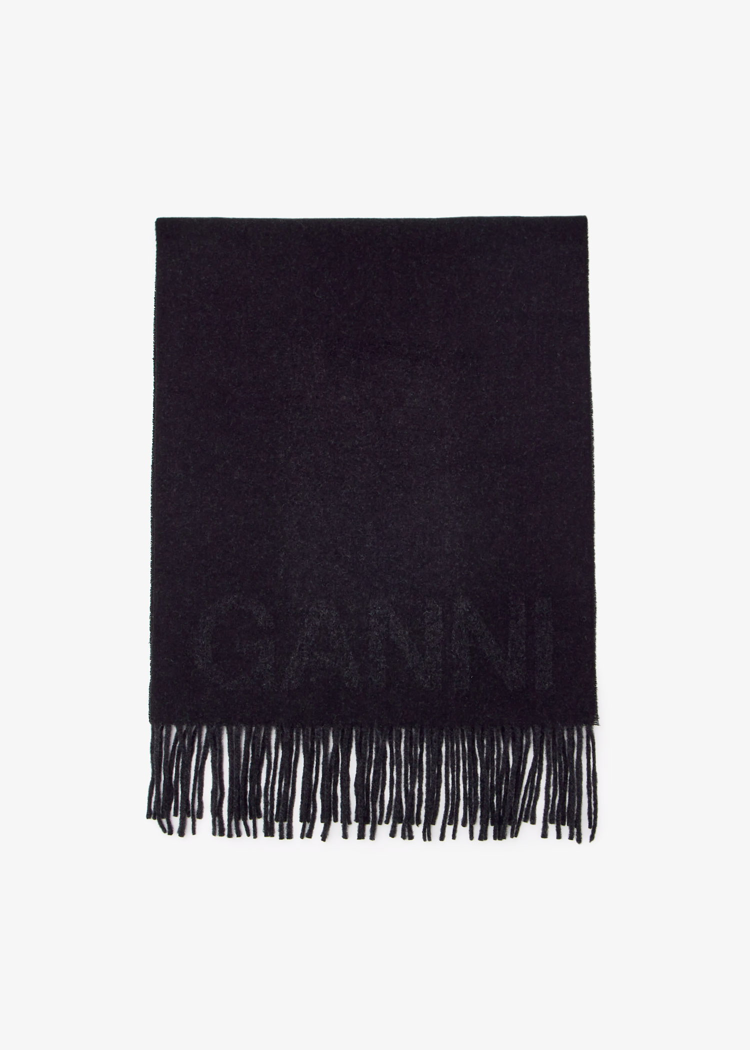 マフラー・ストール Ganni Narrow Please Scarf - Ganni - Wool - Black ガニー GANNI GANNI マフラー Narrow Scarf Please Recycle