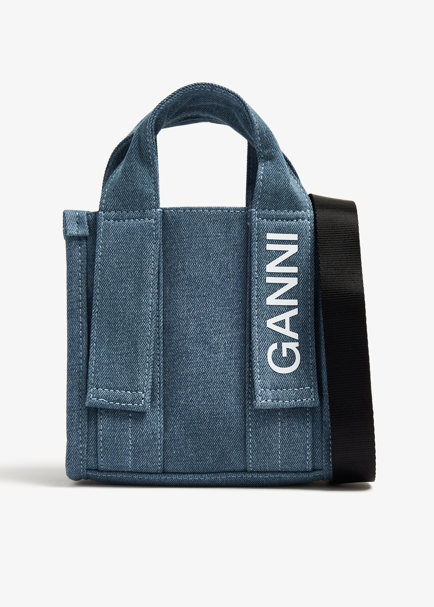 Ganni Mini Tech tote bag for Women - Blue in USA | Level Shoes