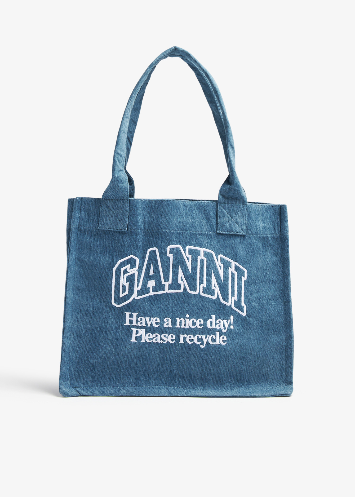 Ganni Large easy shopper tote bag for Women - Blue in KSA | Level
