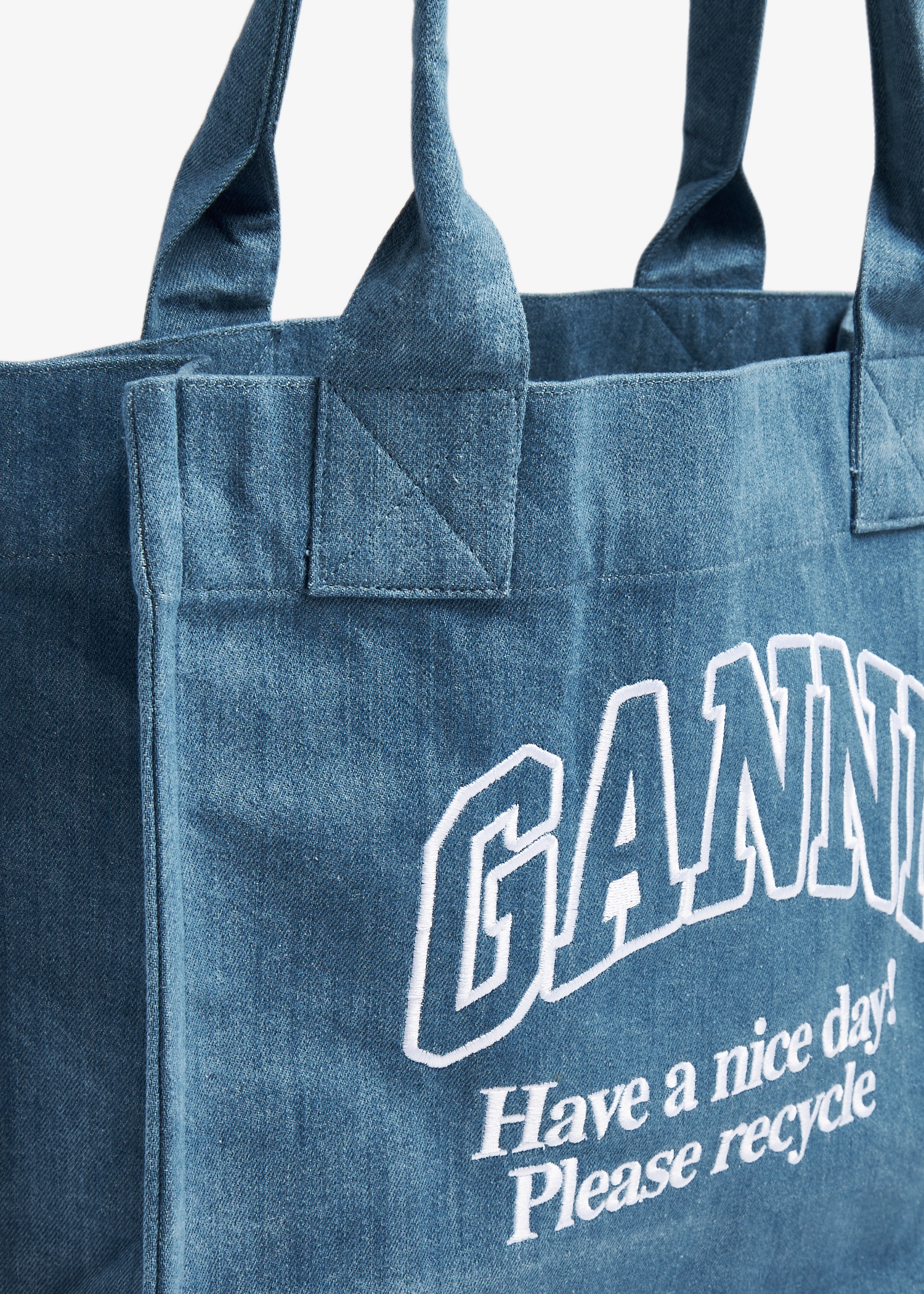 Ganni Large easy shopper tote bag for Women - Blue in USA Ganni Large easy shopper tote bag for Women - Blue in USA