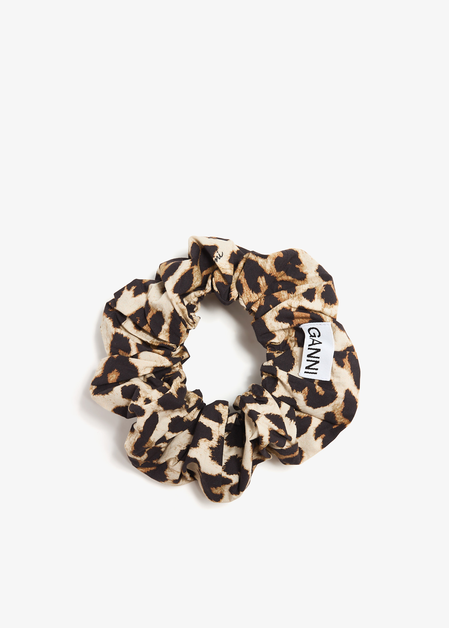 Ganni Leopard cotton scrunchie for Women - Animal Printed in