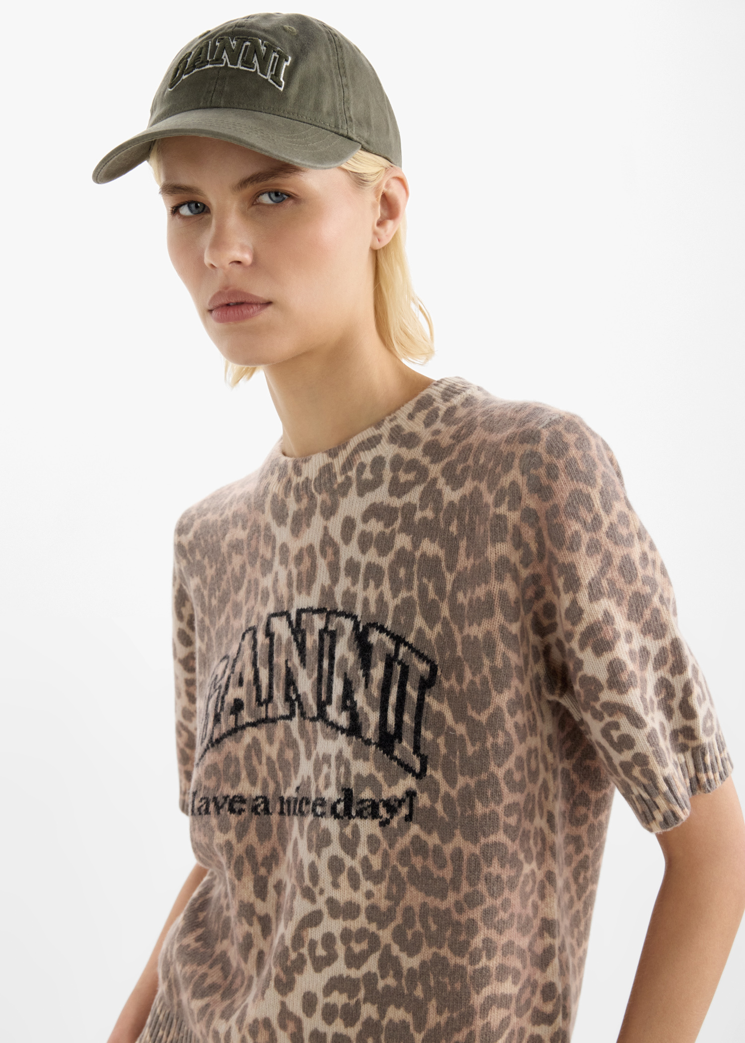 Ganni Logo cap for Women - Khaki in UAE | Level Shoes