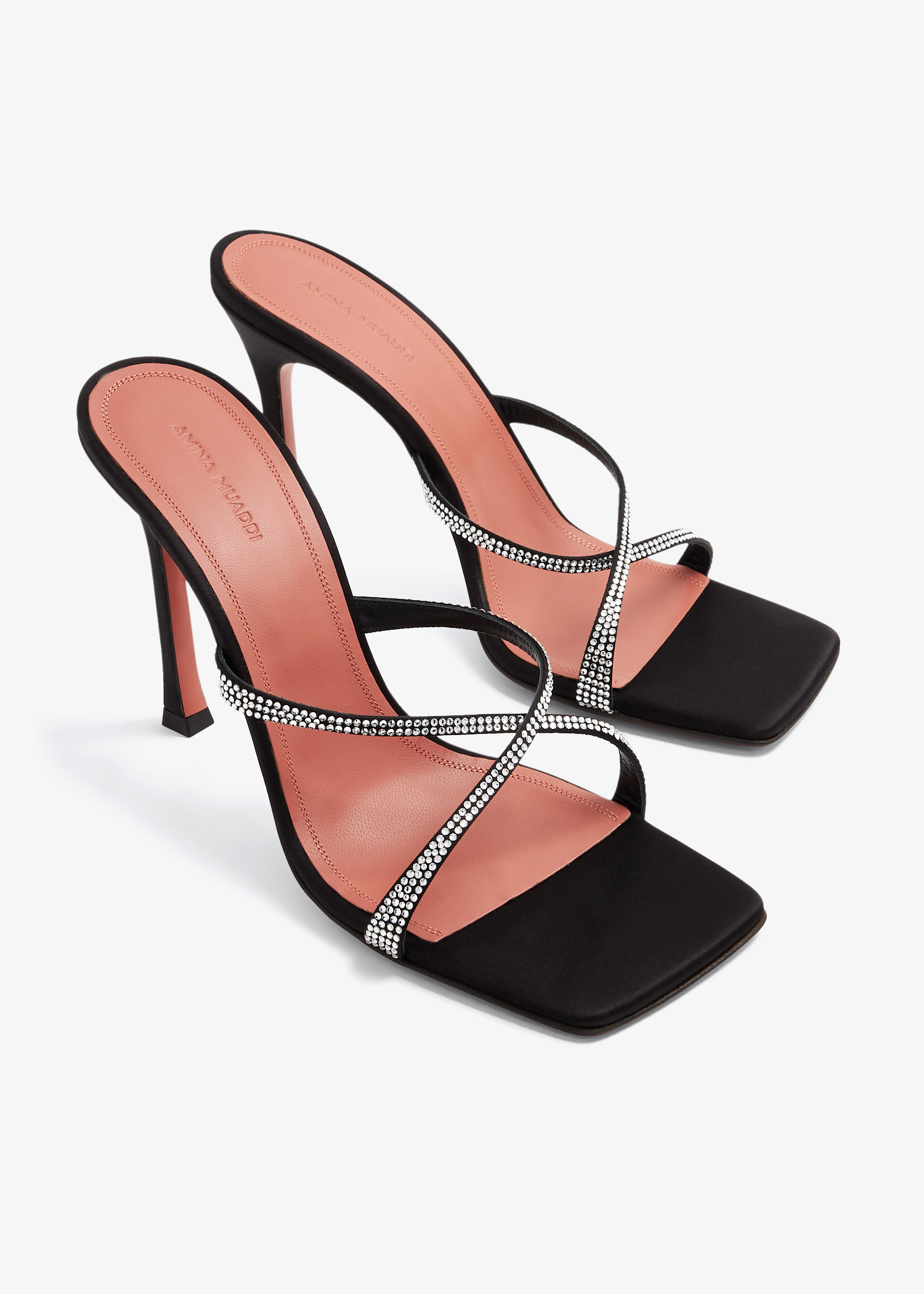 AMINA MUADDI ◆ Adriana Slipper Amina Muaddi Adriana slipper mirror silver | The Fashion Square