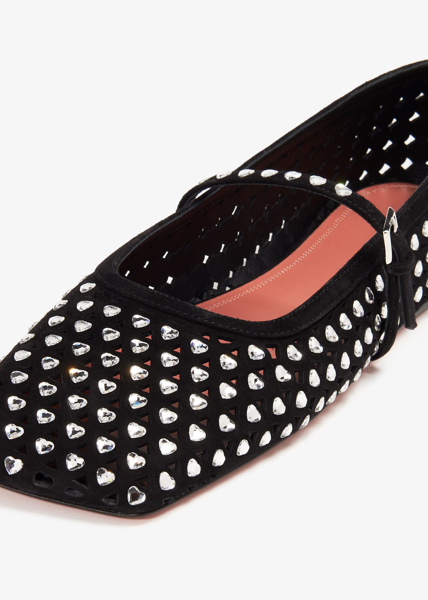 【関税&送料込】Amina Muaddi Ane Laser-Cut Suede Ballerinas Amina Muaddi Ane Laser-Cut Suede Ballerinas With Crystals