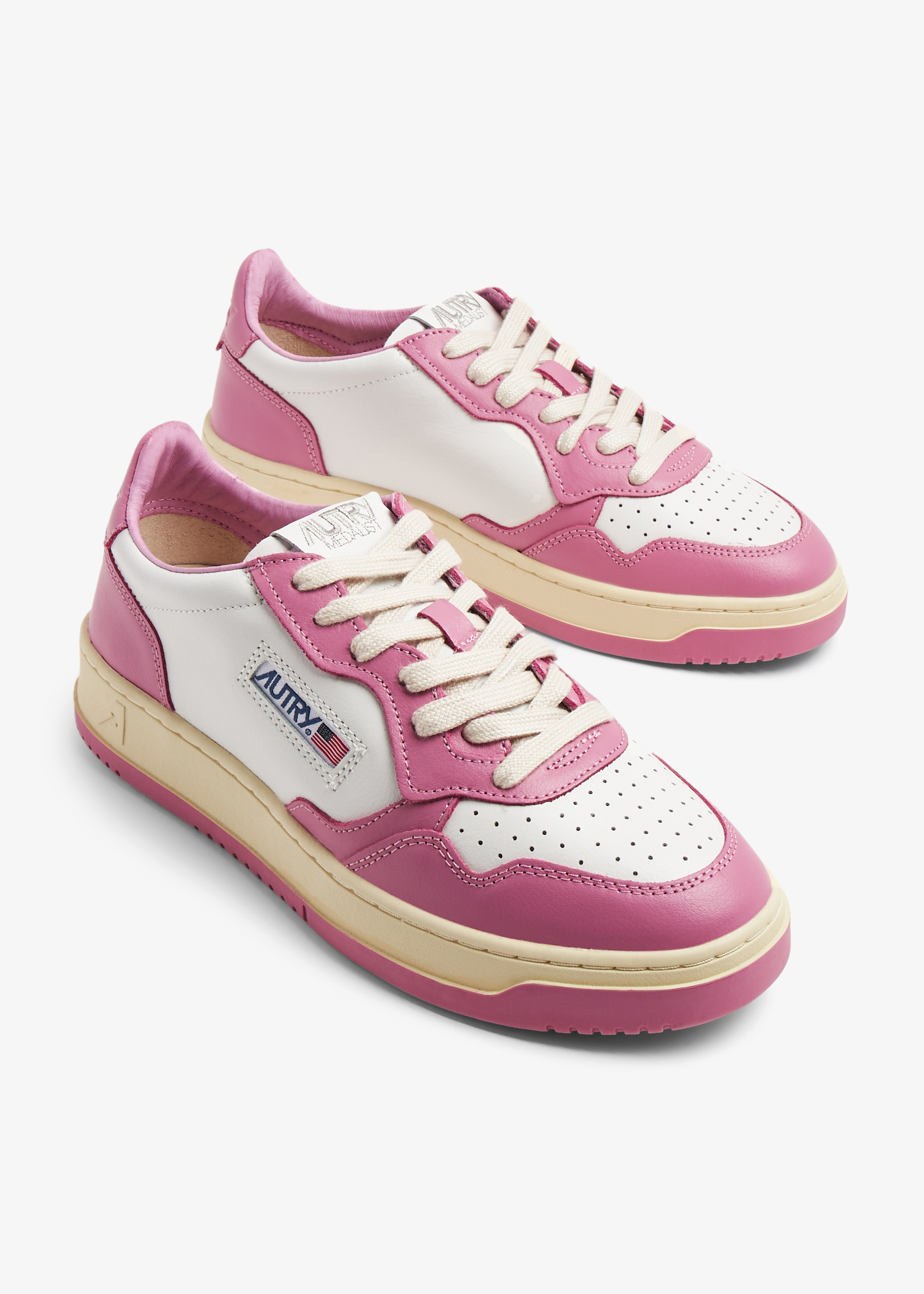 スニーカー AUTRY Woman Sneakers Pink WSLW UA06 Autry Medalist Low Sneakers In White And Pink Leather