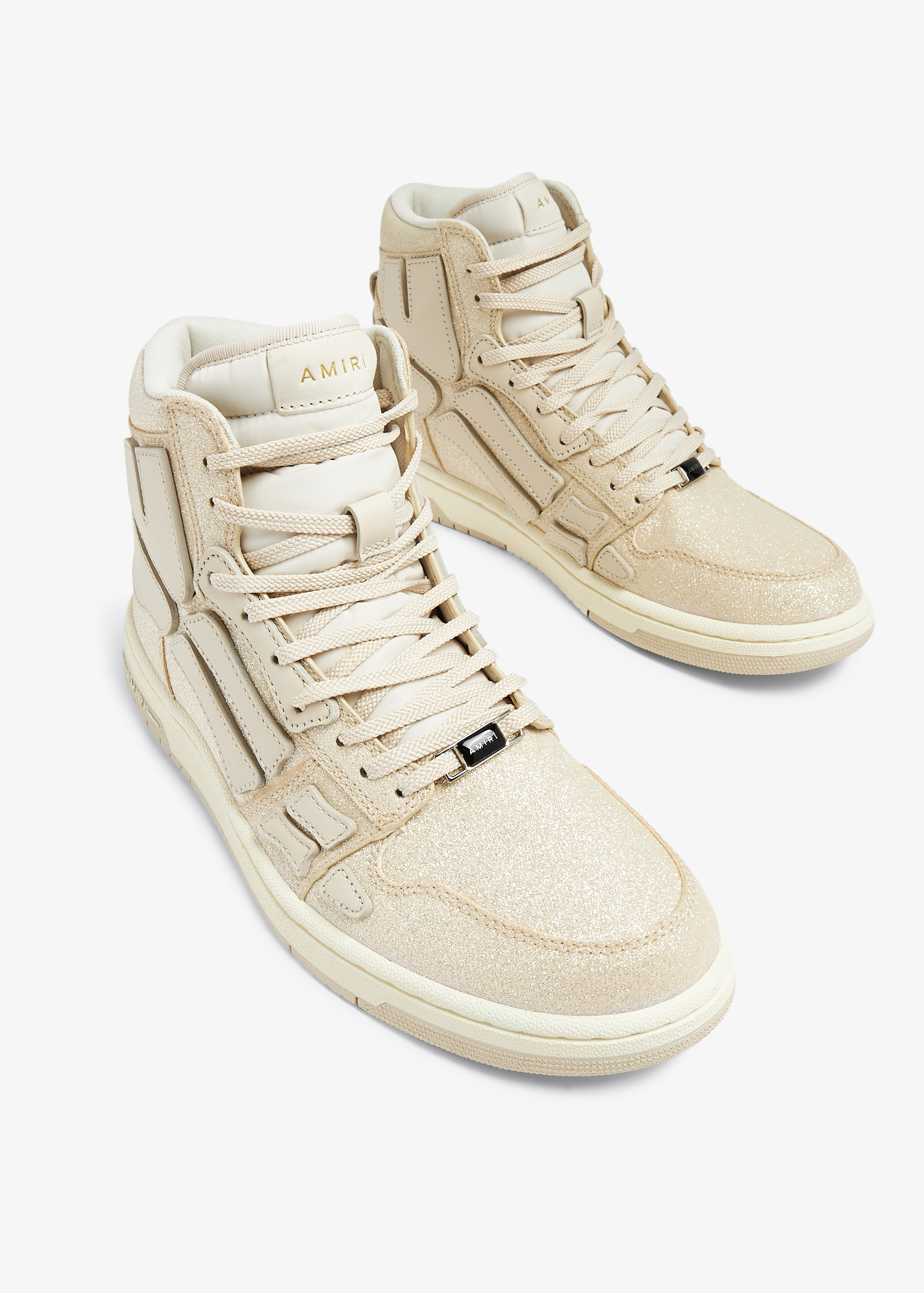【AMIRI】WOMEN'S グリッター スエード スケルトップ ロー AMIRI Skel hi-top sneakers for Women - Beige in UAE | Level