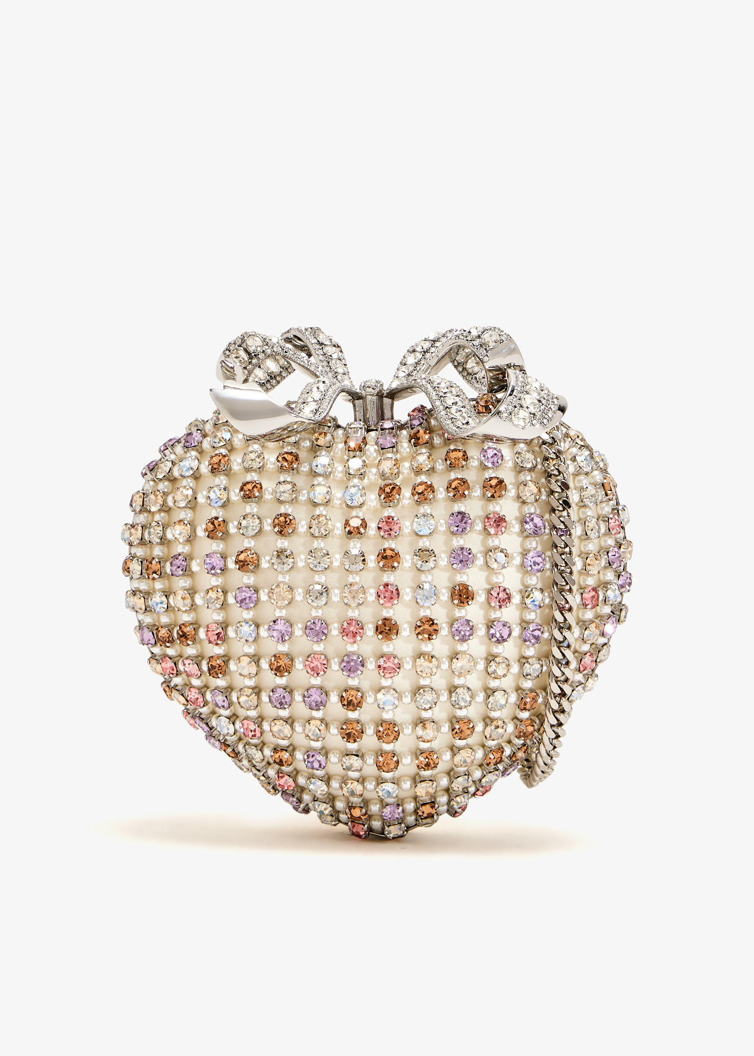 Self-Portrait Crystal Heart clutch for Women - Cream in UAE