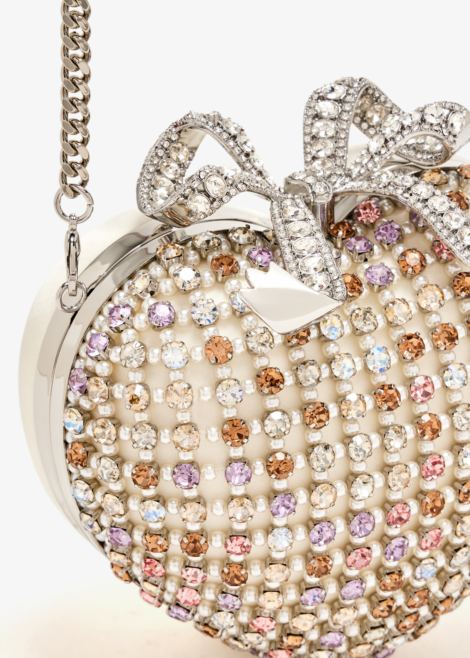 Self-Portrait Crystal Heart clutch for Women - Cream in UAE