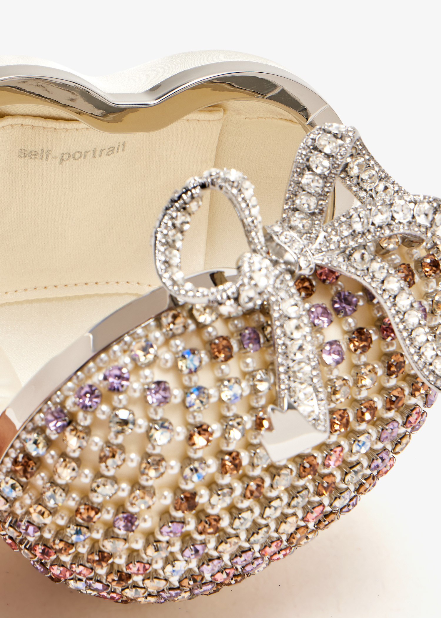 Self-Portrait Crystal Heart clutch for Women - Cream in KSA