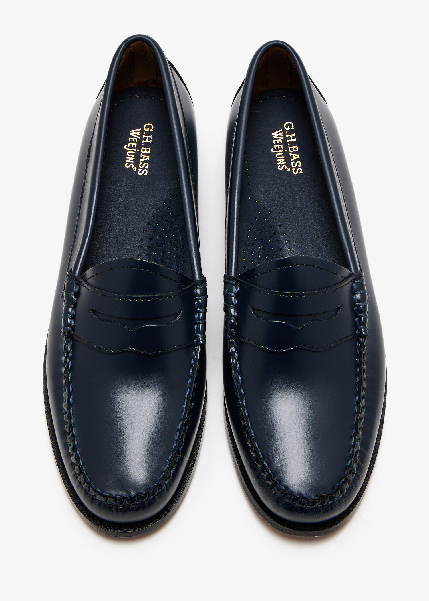 GH Bass Driving Moccasins Loafers 10.5 Mens Blue Leather Carlo Slip On Blue Driving Moccasins – Italian Shoes Company main image 2