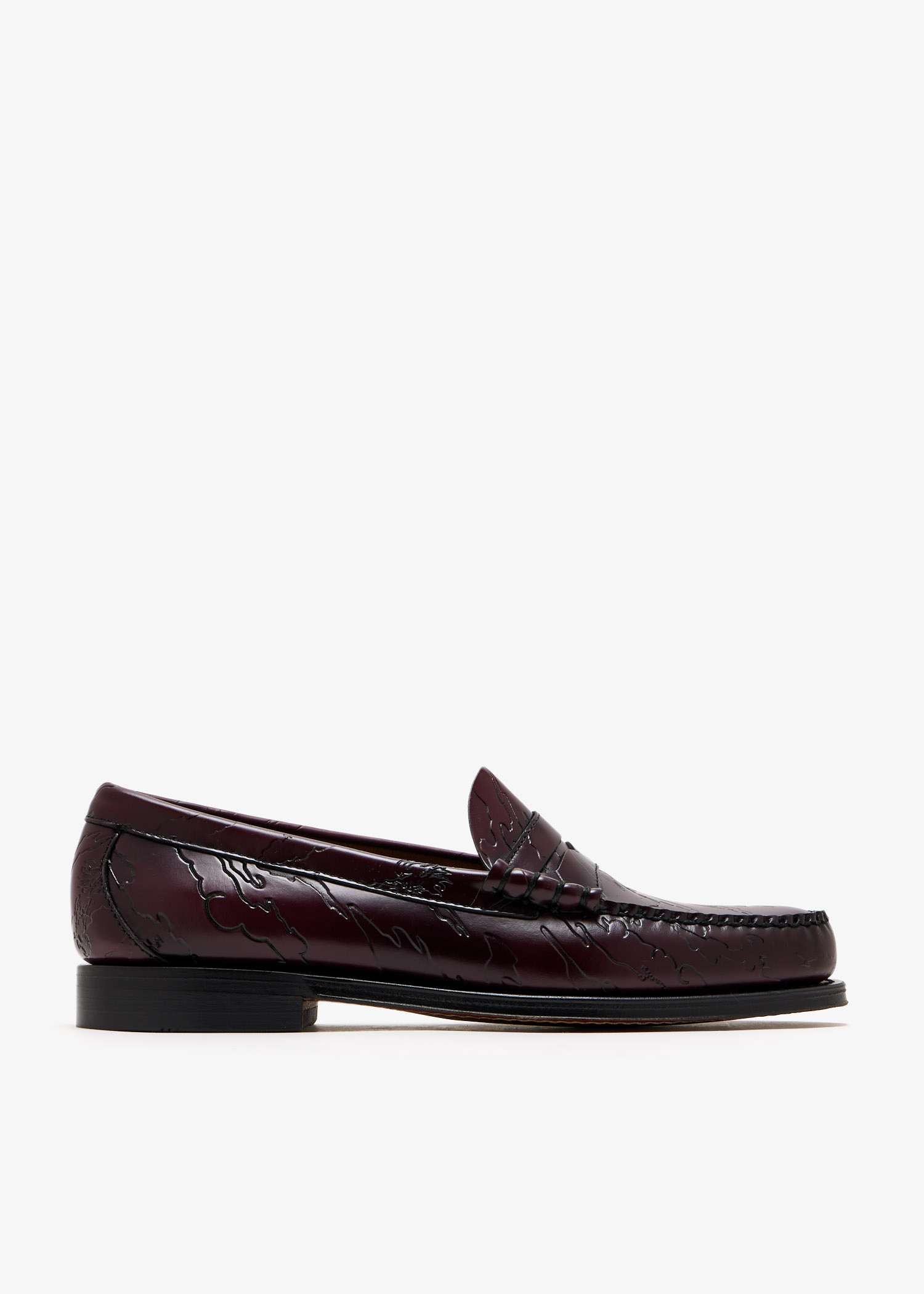 靴 G.H. Bass Maharishi Weejun Larson 42 Maharishi Weejuns | Embossed Wine Leather Loafers Ã¢â‚¬â€œ