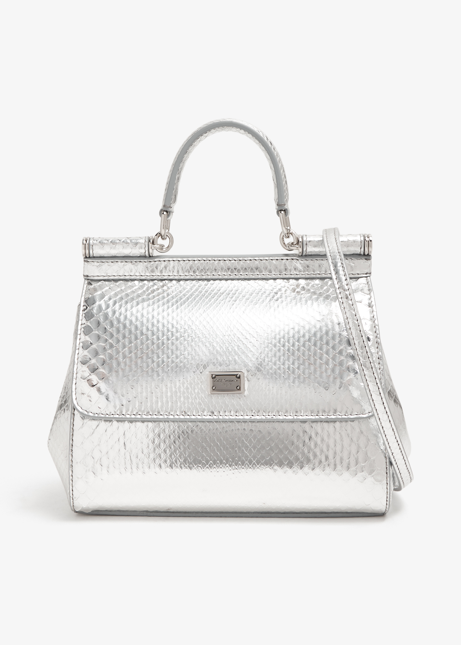 VIP【関税送料無料】希少 Dolce & Gabbana Sicily Soft Handbag Dolce&Gabbana Small Sicily python bag for Women - Silver in