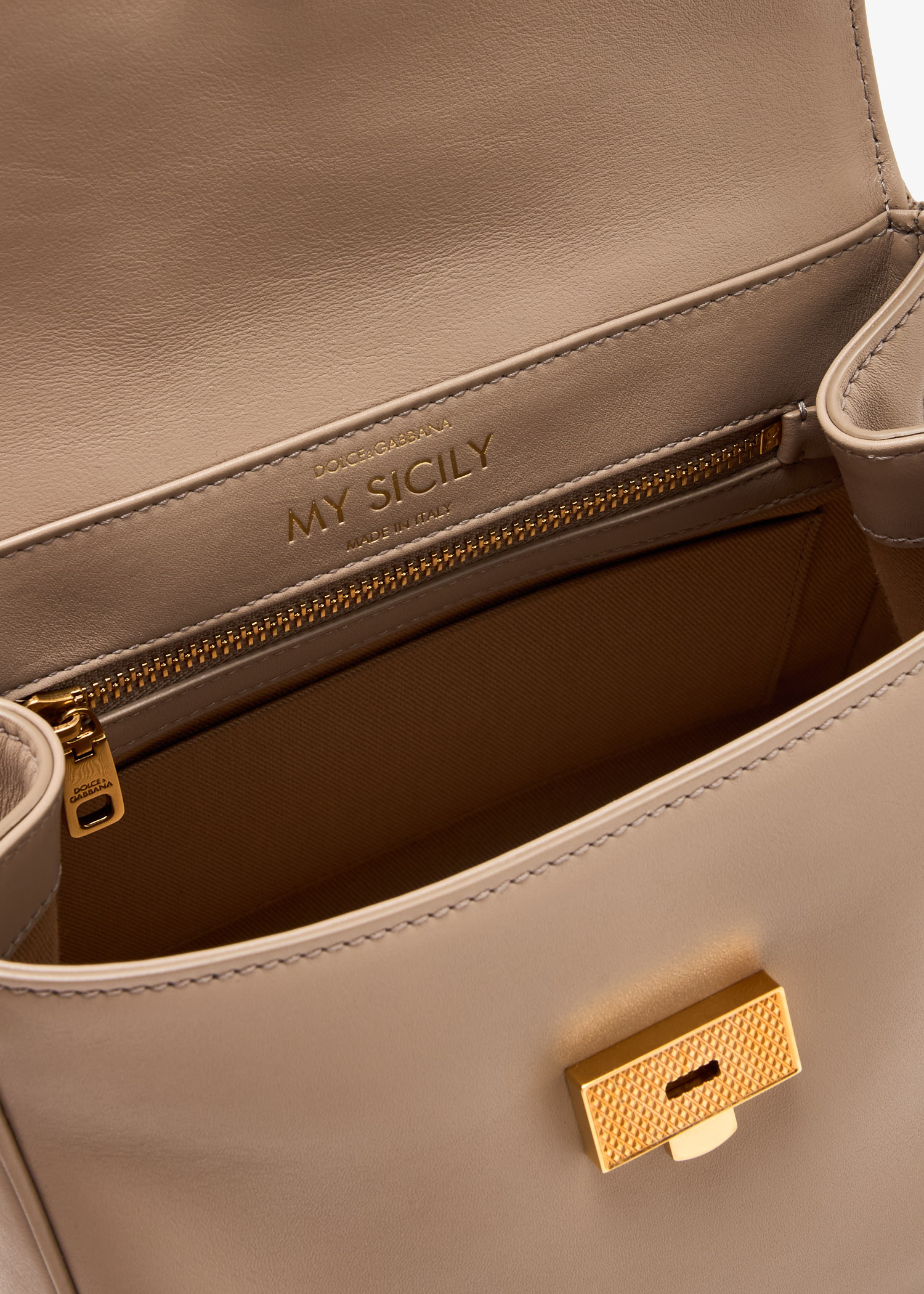 【関税＆送料込み】Dolce & Gabbana My Sicily Leather Handba Dolce&Gabbana My Sicily bag for Women - Taupe in Qatar